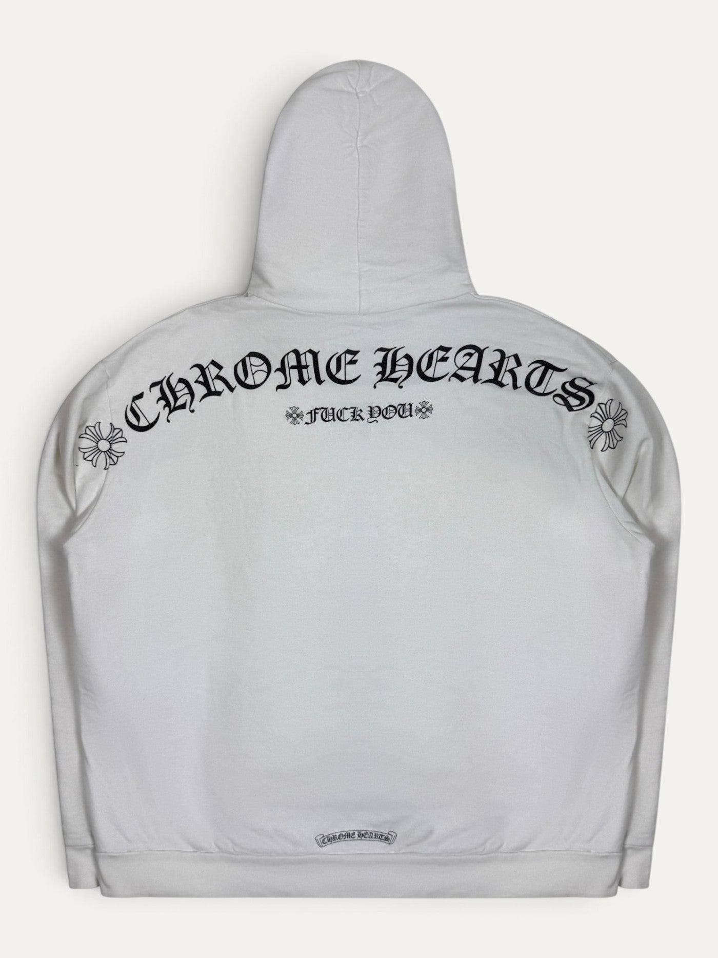 Chrome Hearts T-Bar Old English White Zip Up Hoodie