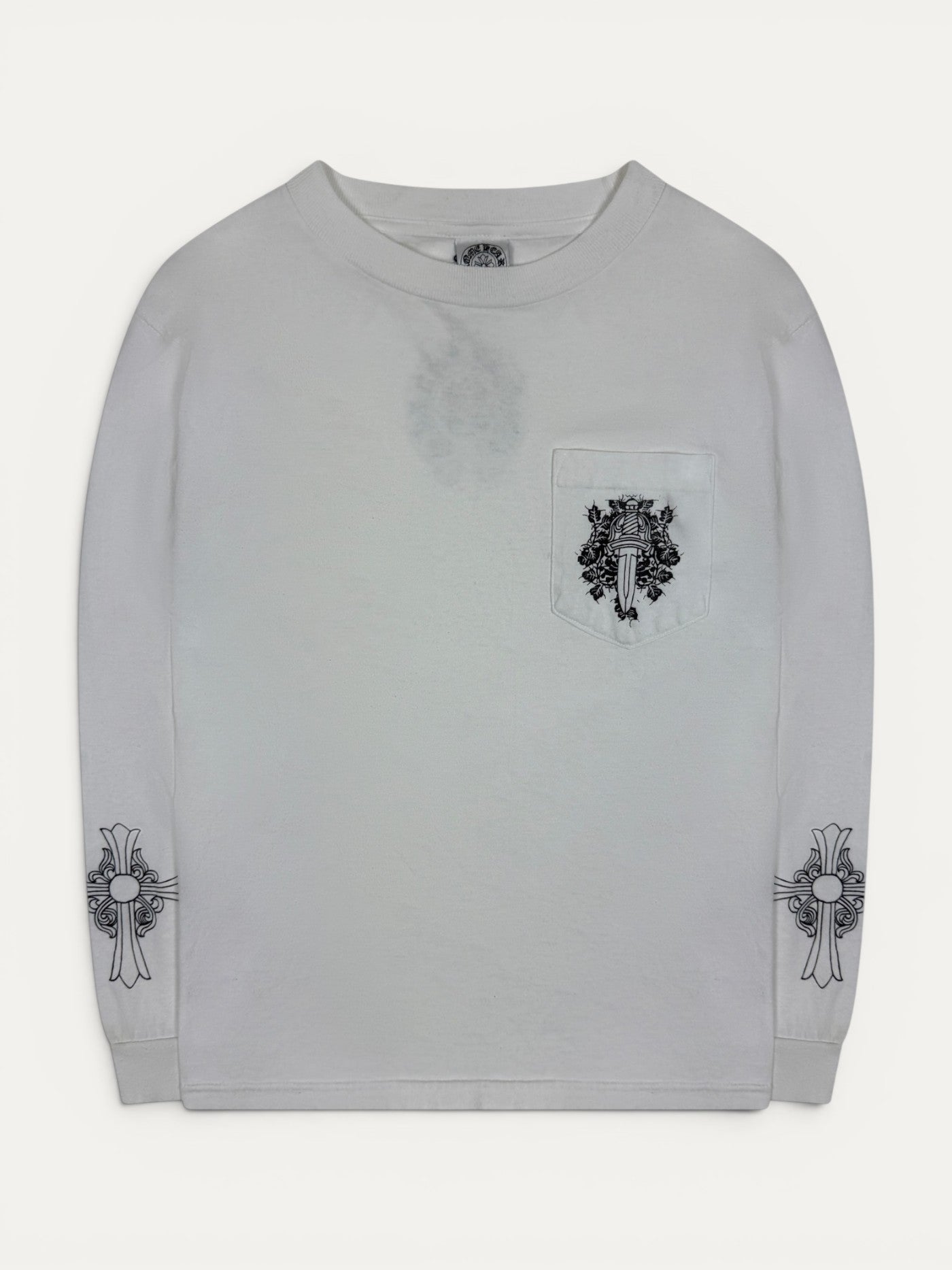 Chrome Hearts Vintage Floral Dagger White Longsleeve