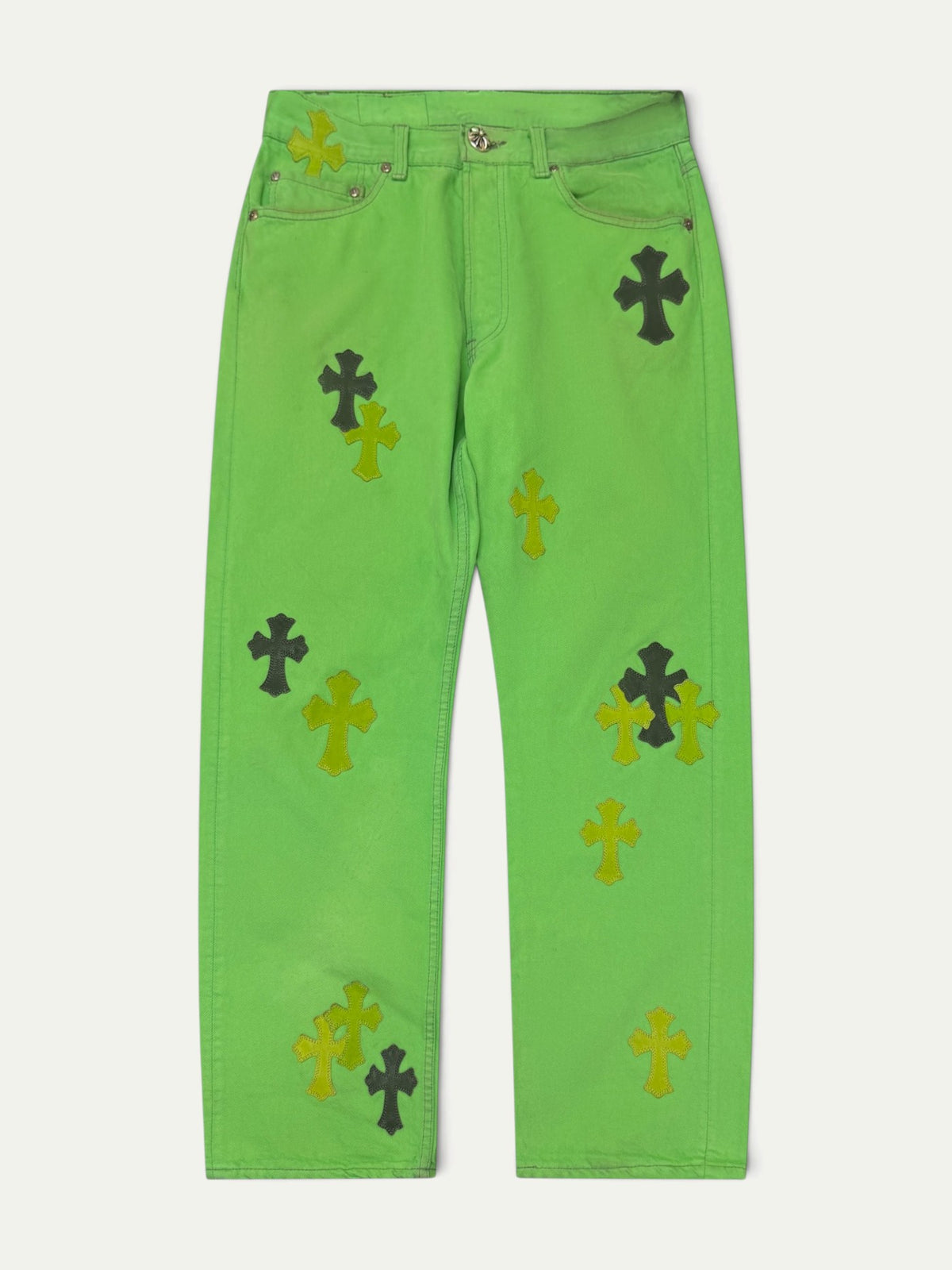Chrome Hearts Sex Record Exclusive Cross Patch Green Denim Levi's Jeans