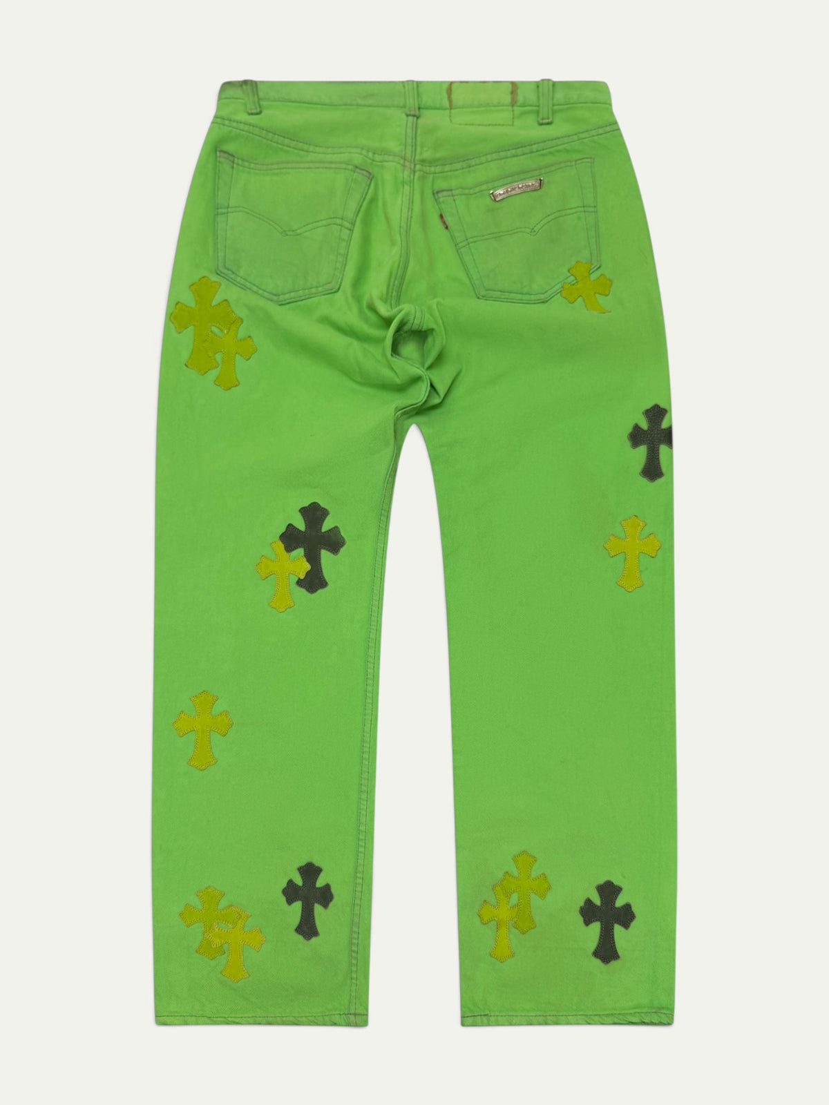 Chrome Hearts Sex Record Exclusive Cross Patch Green Denim Levi's Jeans