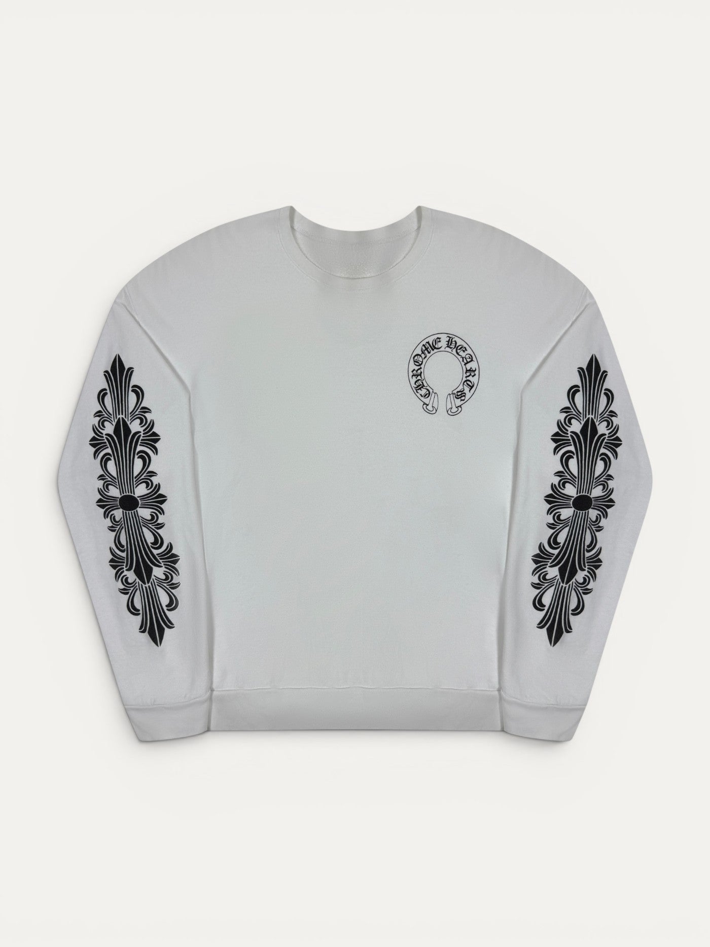 Chrome Hearts Horseshoe Logo Floral White Crewneck