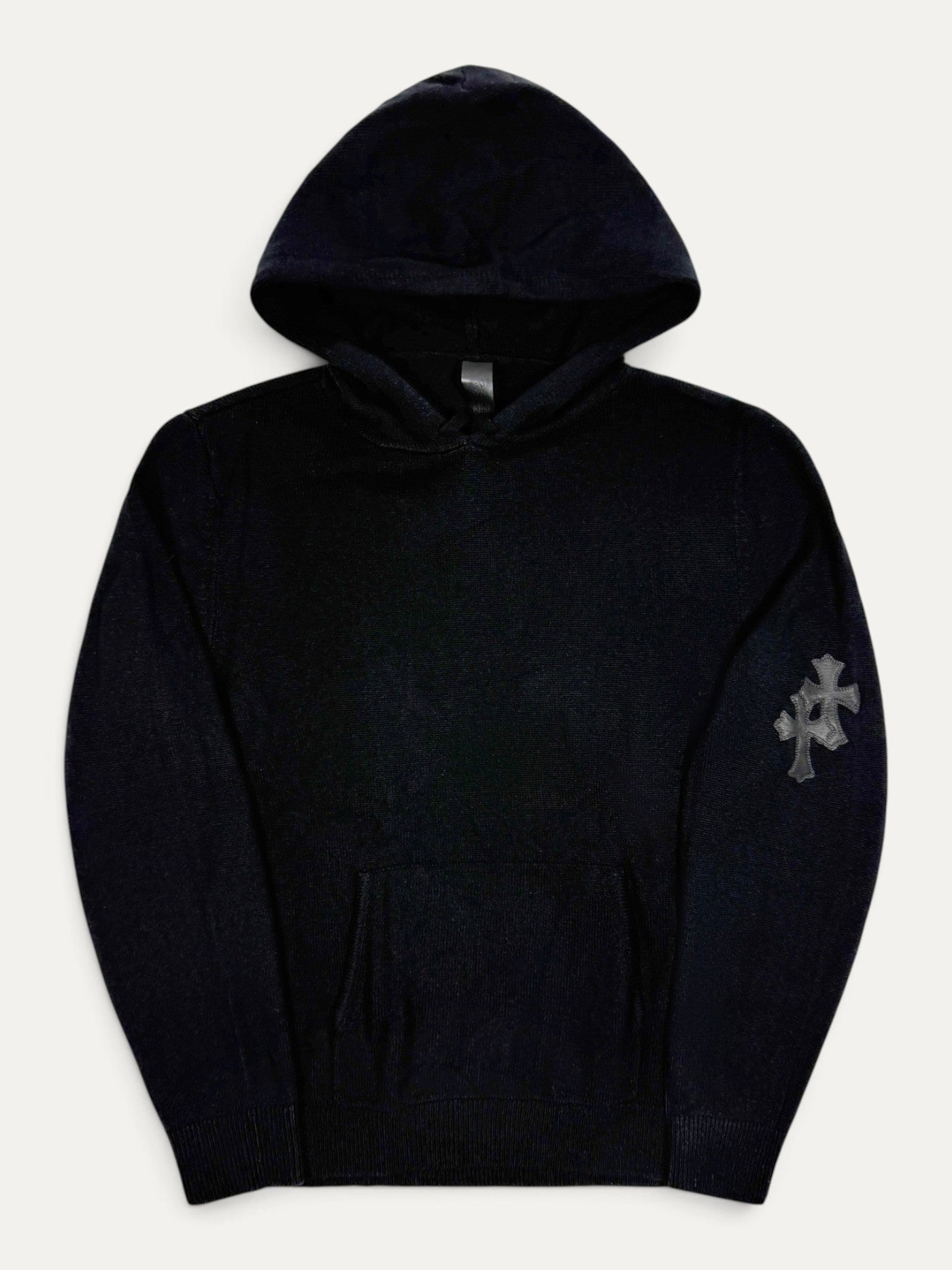 Chrome Hearts Leather Cross Patch Black Cashmere Hoodie