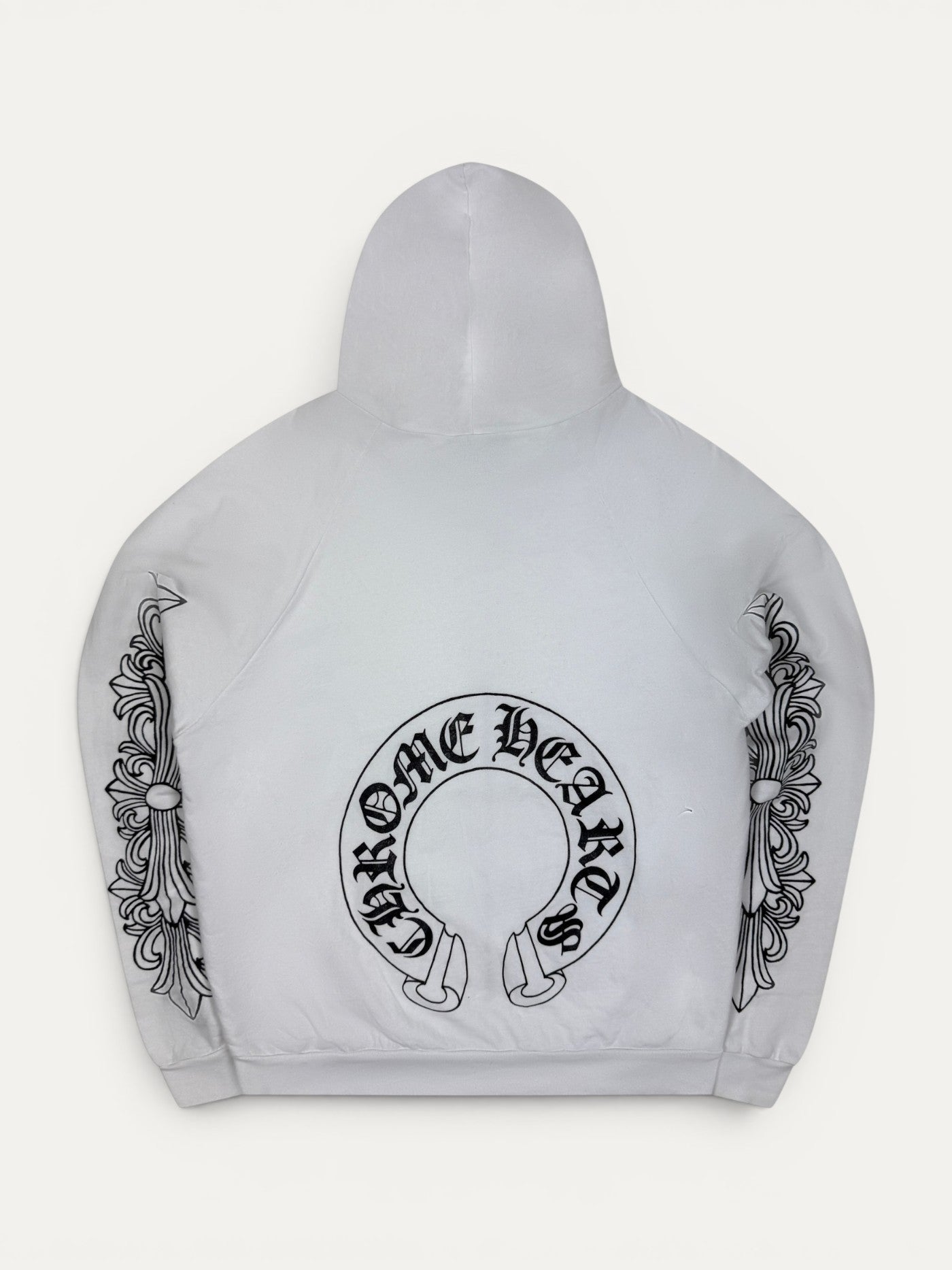 Chrome Hearts Vintage Horseshoe White Floral Zip Hoodie