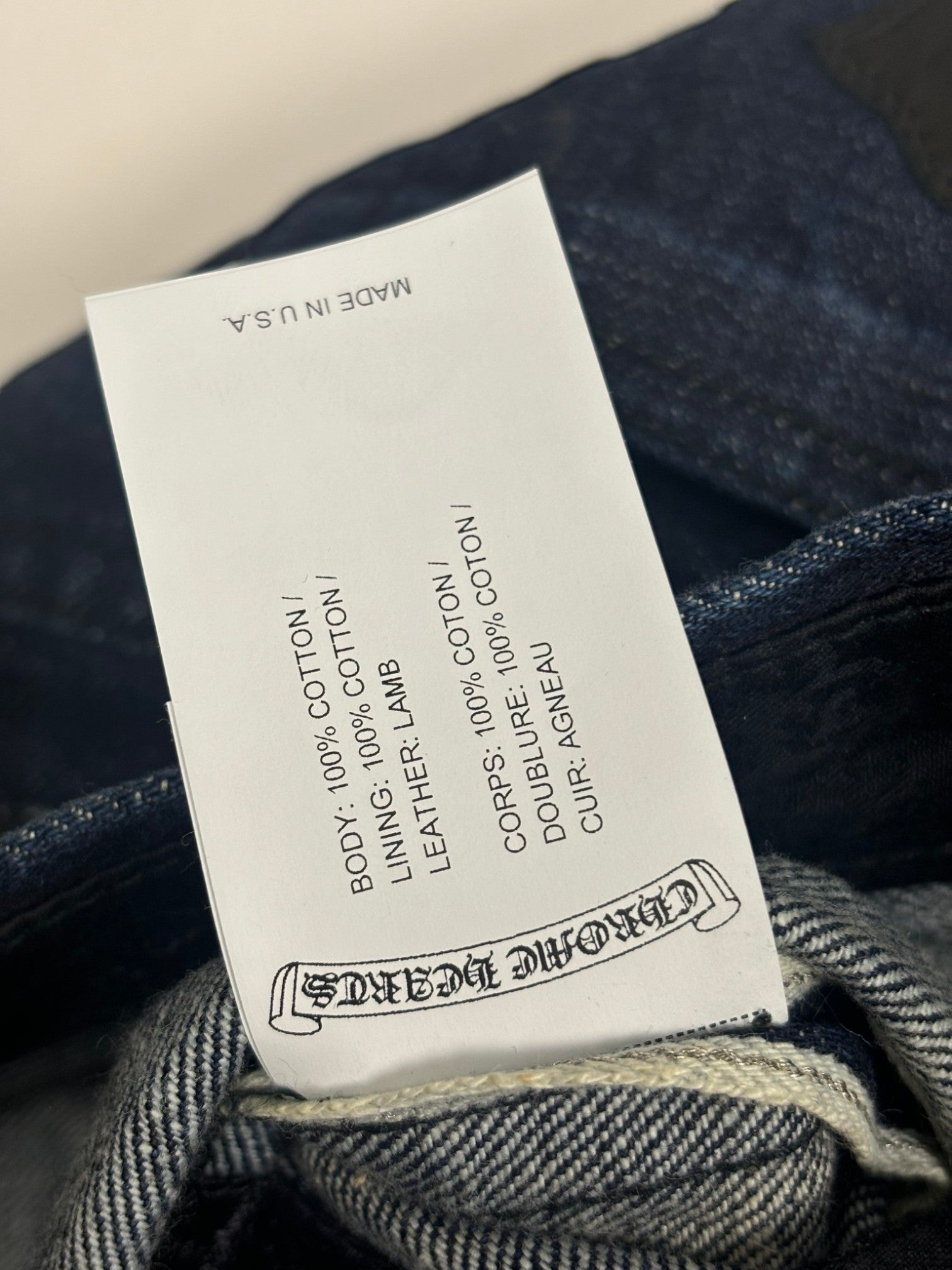 Chrome Hearts Flooded Black Cross Patch Dark Wash Jeans