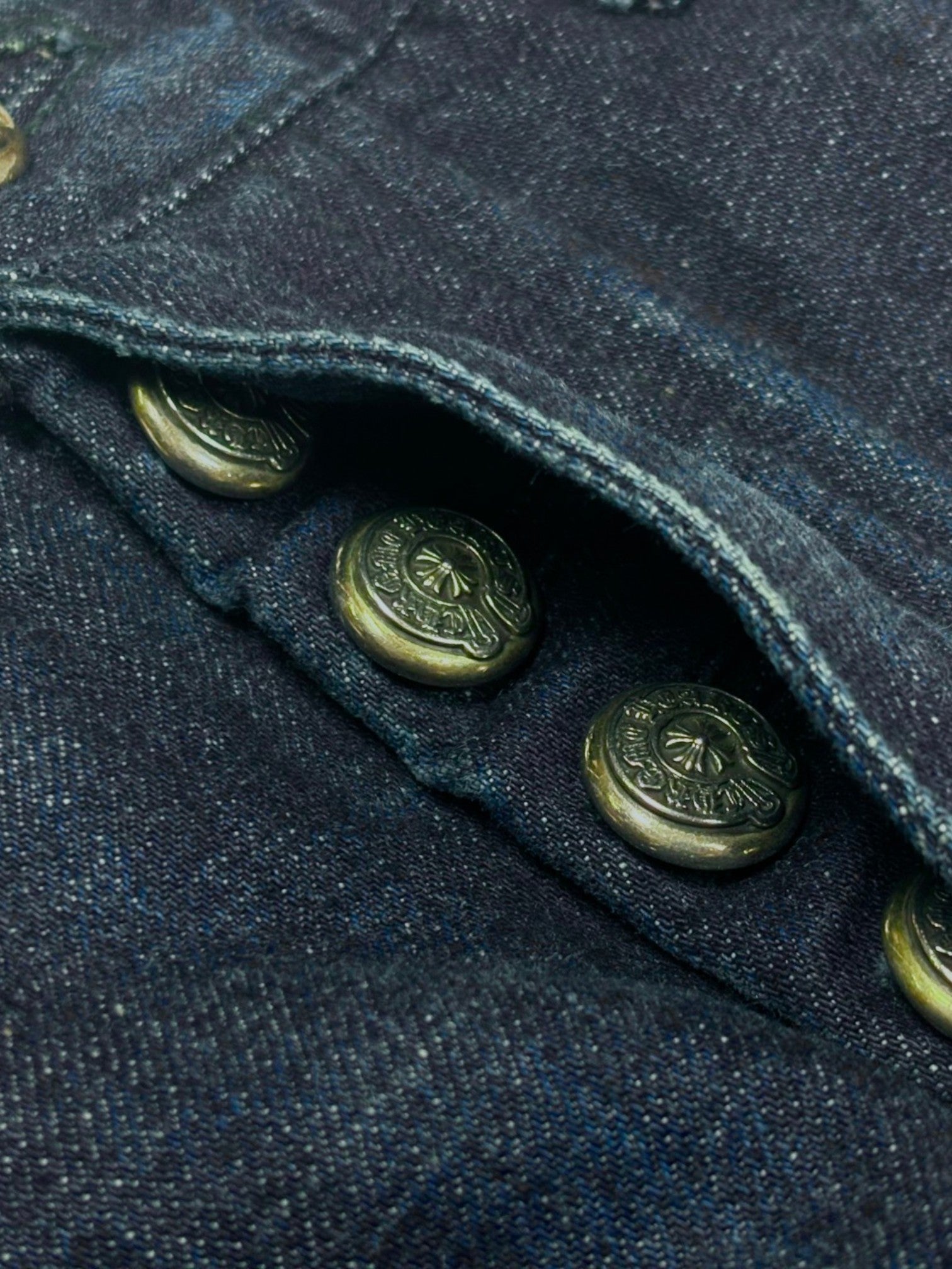 Chrome Hearts Flooded Black Cross Patch Dark Wash Jeans