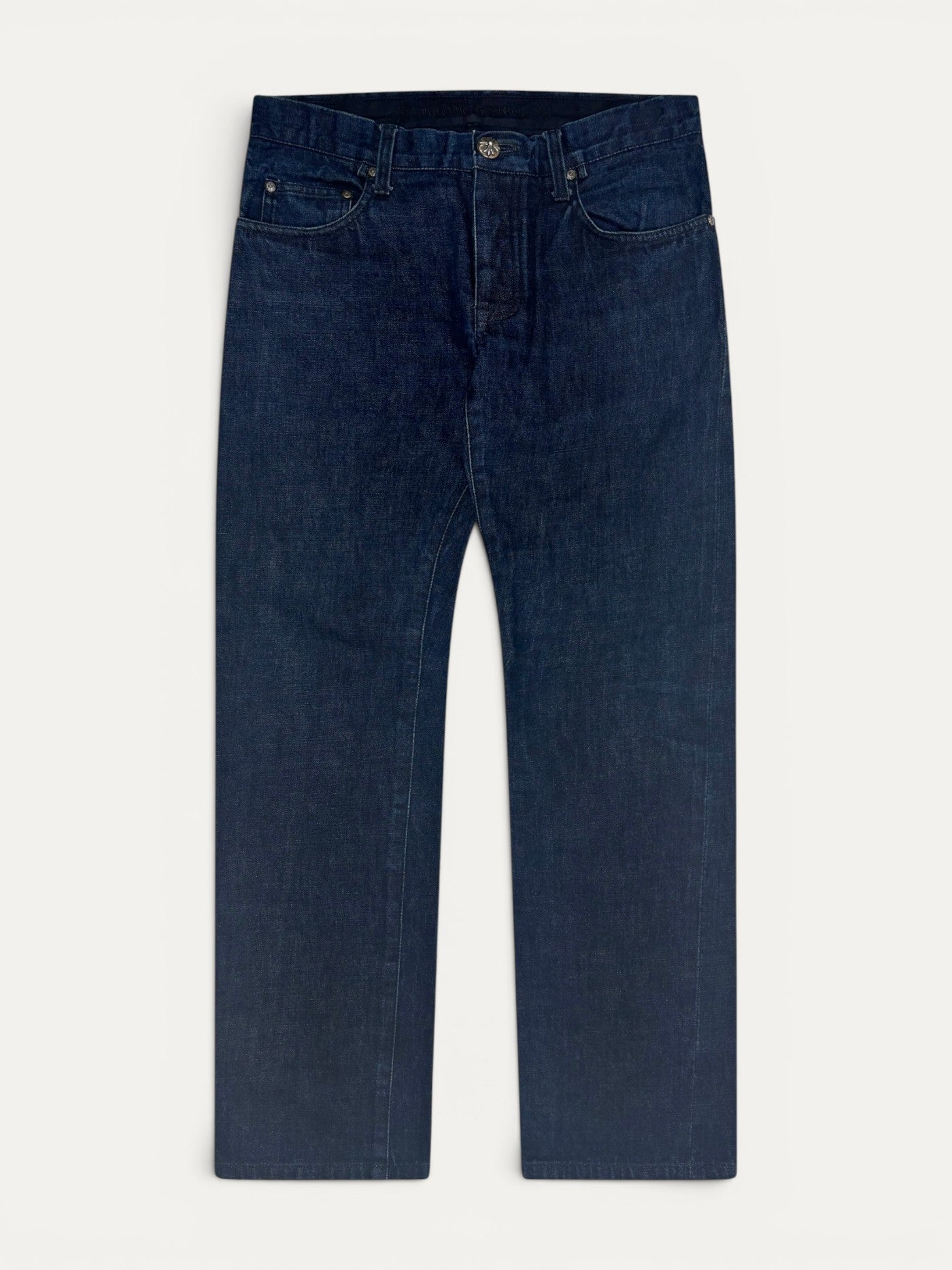 Chrome Hearts Flooded Black Cross Patch Dark Wash Jeans