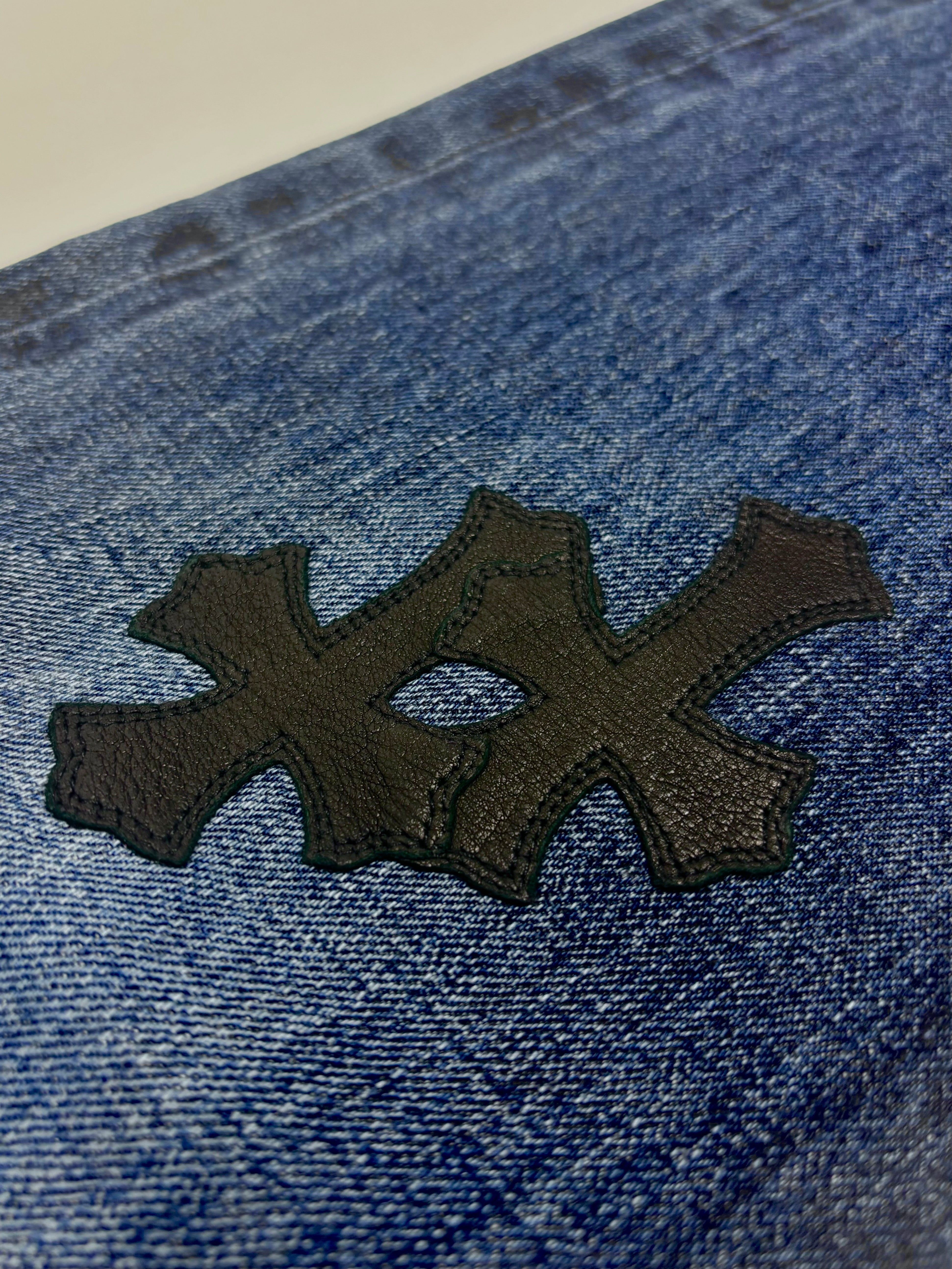 Chrome Hearts Black Cross Patch Blue Denim Jeans