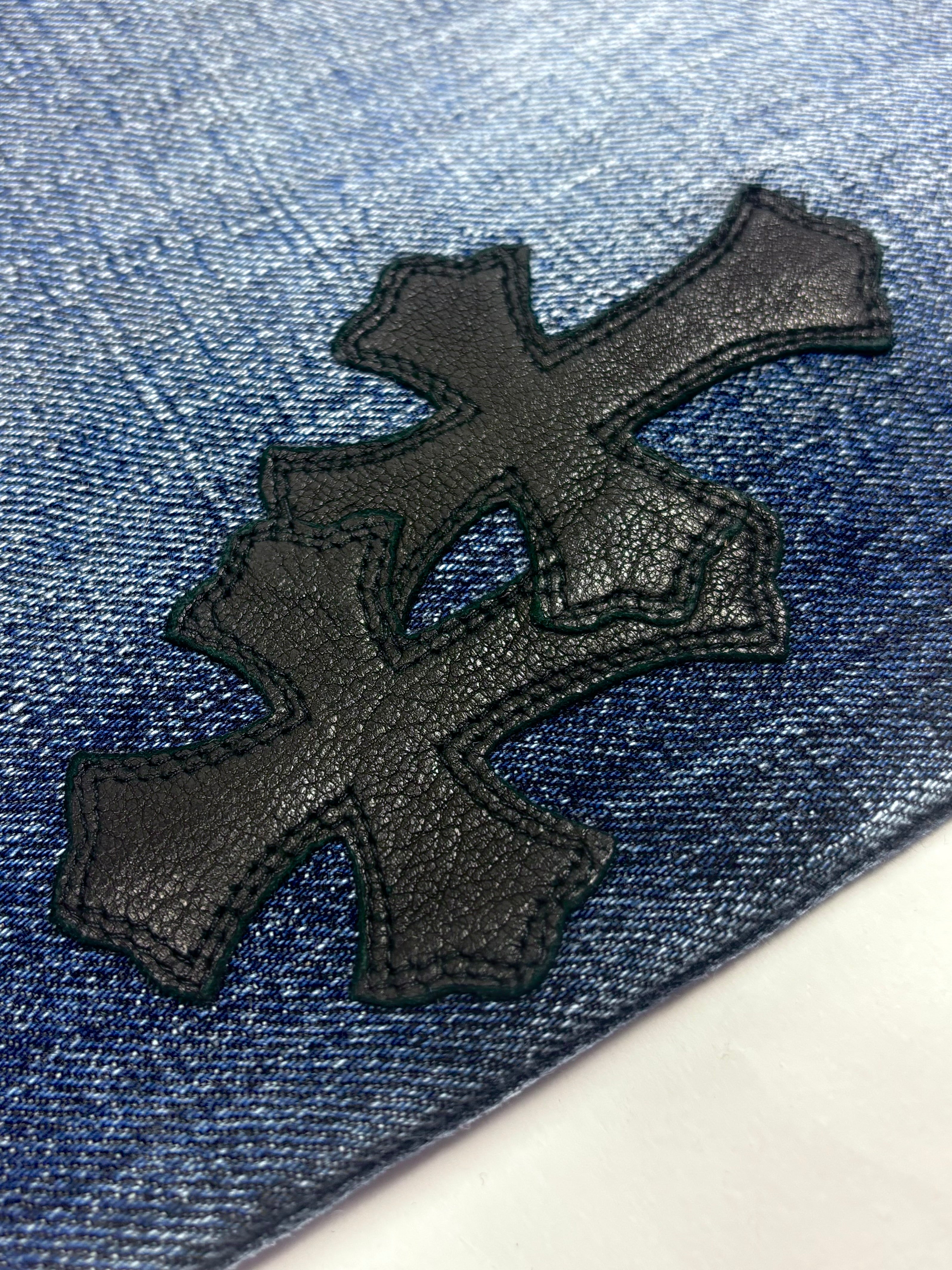 Chrome Hearts Black Cross Patch Blue Denim Jeans