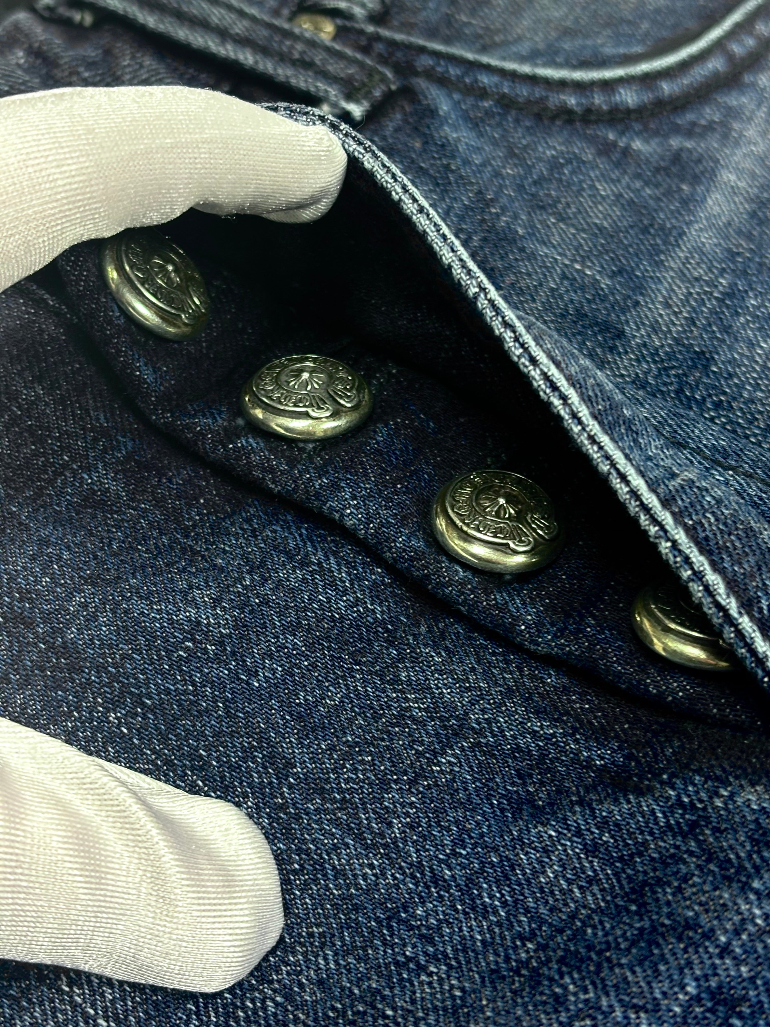 Chrome Hearts Black Cross Patch Blue Denim Jeans