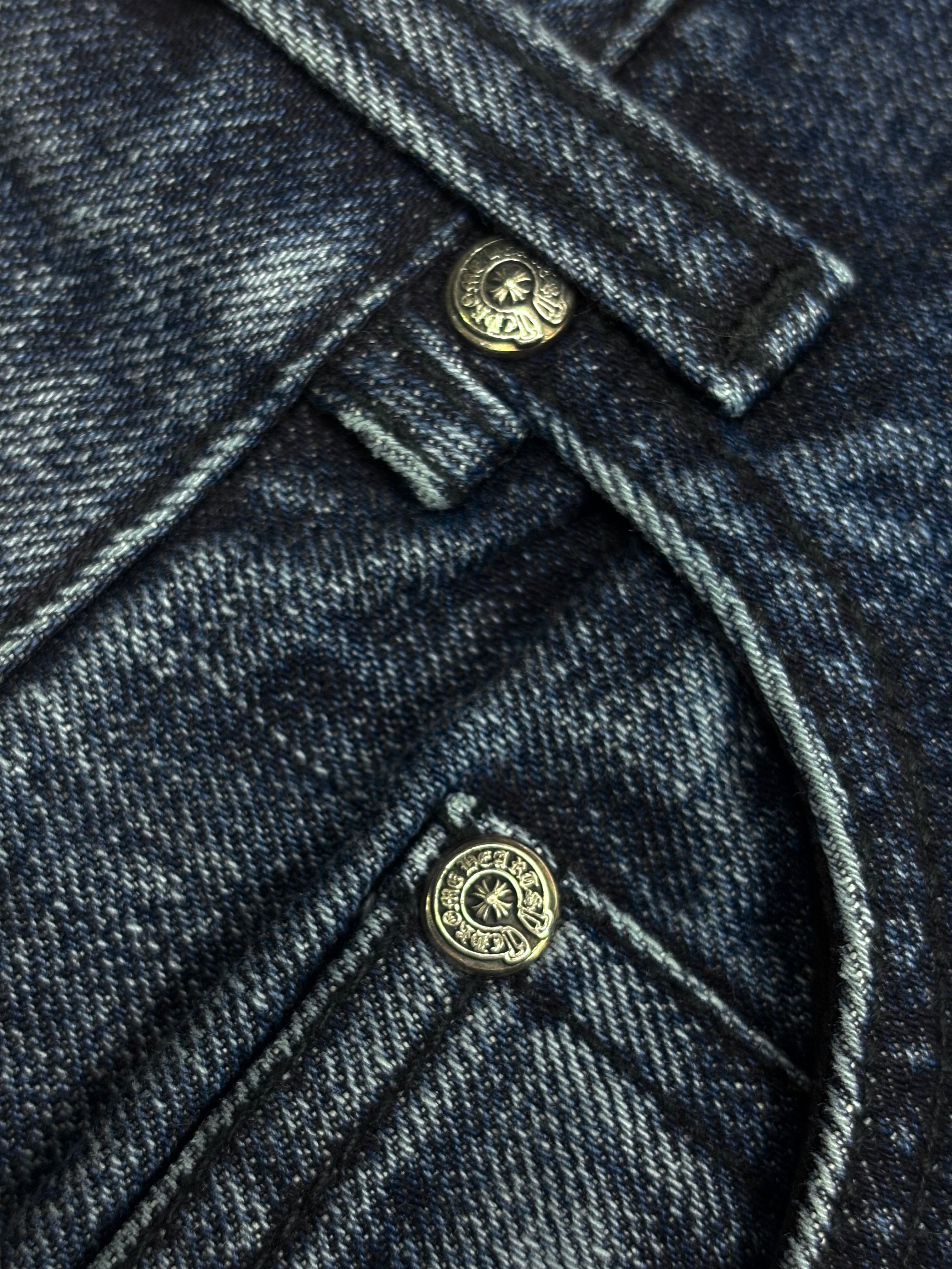 Chrome Hearts Black Cross Patch Blue Denim Jeans