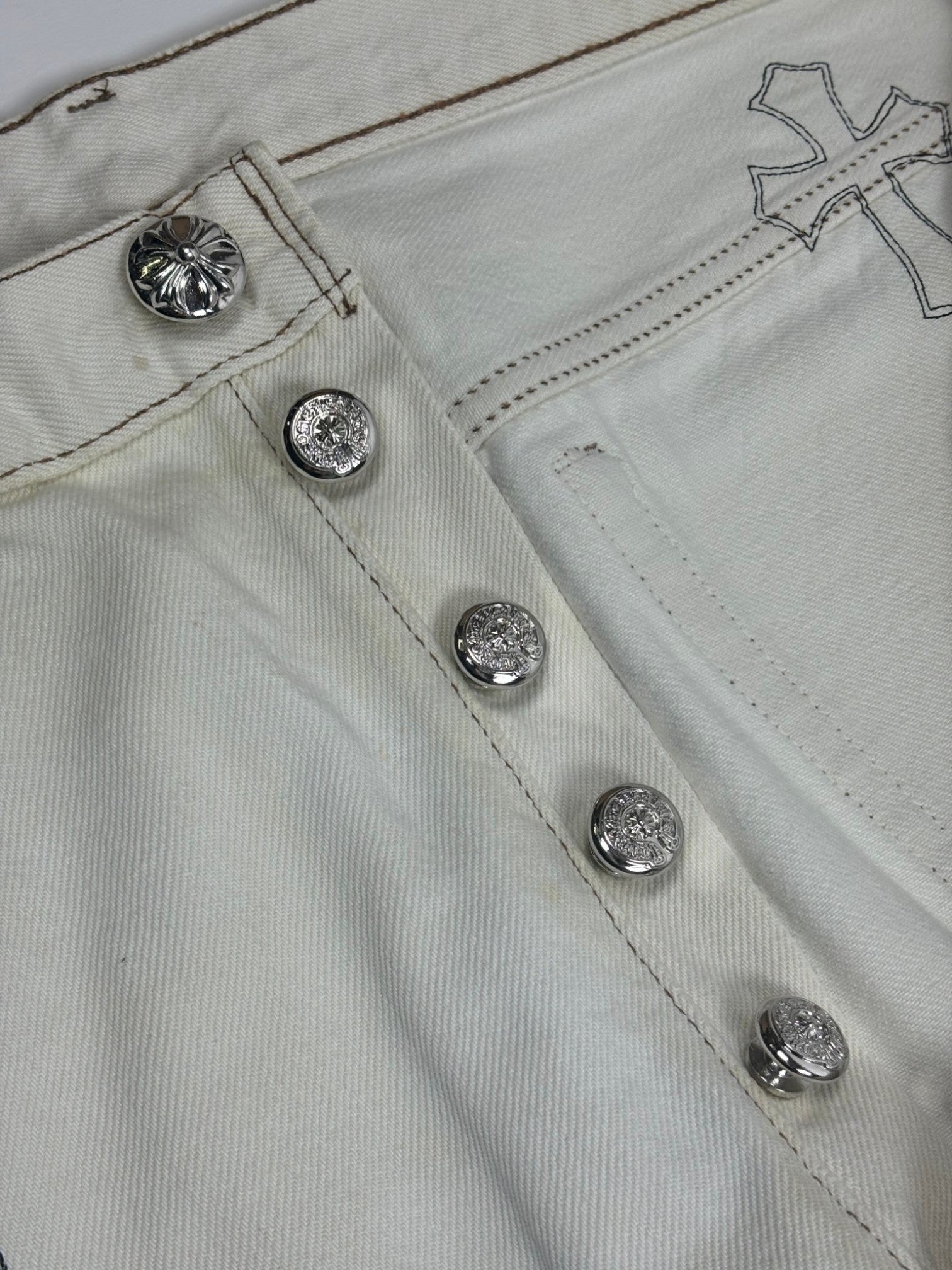Chrome Hearts Matty Boy 1/1 Custom Painted Levi's Cross Patch Jeans