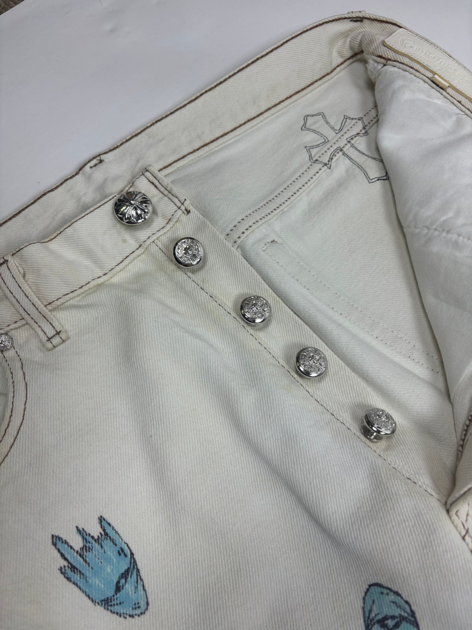 Chrome Hearts Matty Boy 1/1 Custom Painted Levi's Cross Patch Jeans