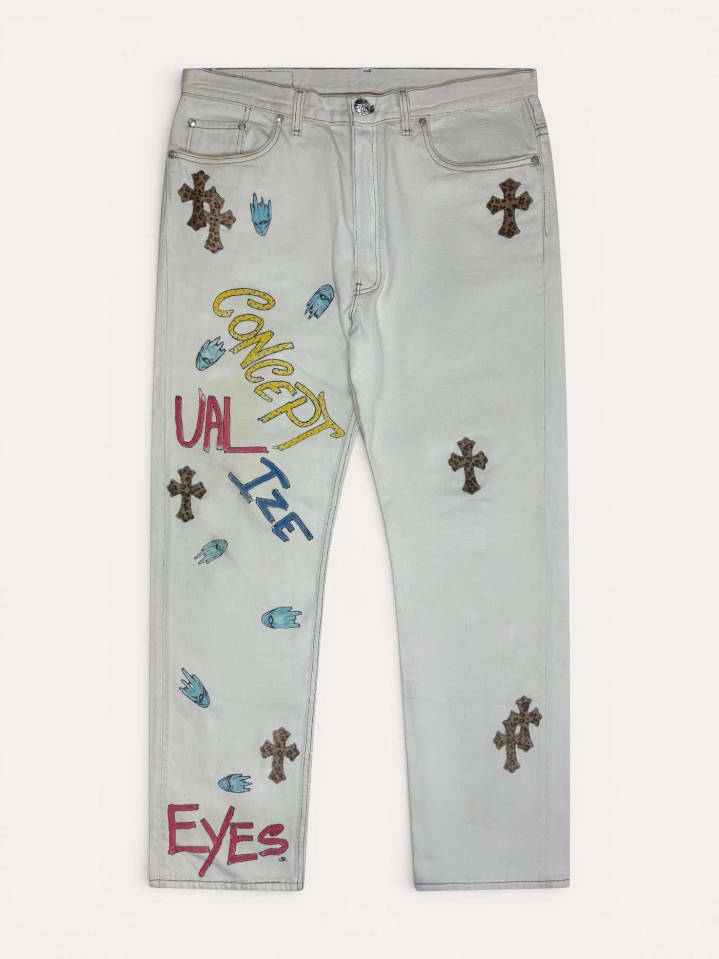 Chrome Hearts Matty Boy 1/1 Custom Painted Levi's Cross Patch Jeans