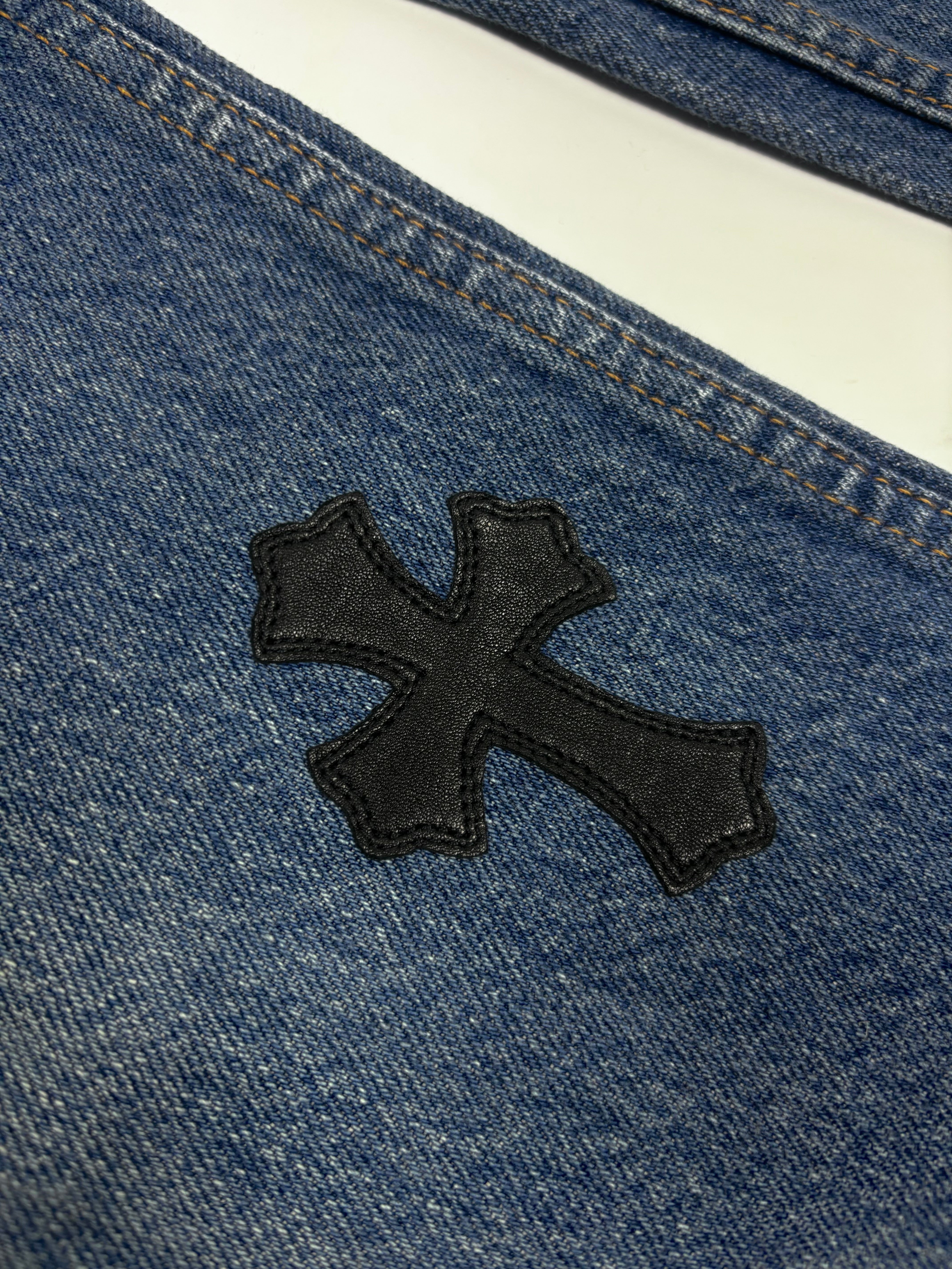 Chrome Hearts Blue 517 Cross Patch Levi's Denim Jeans