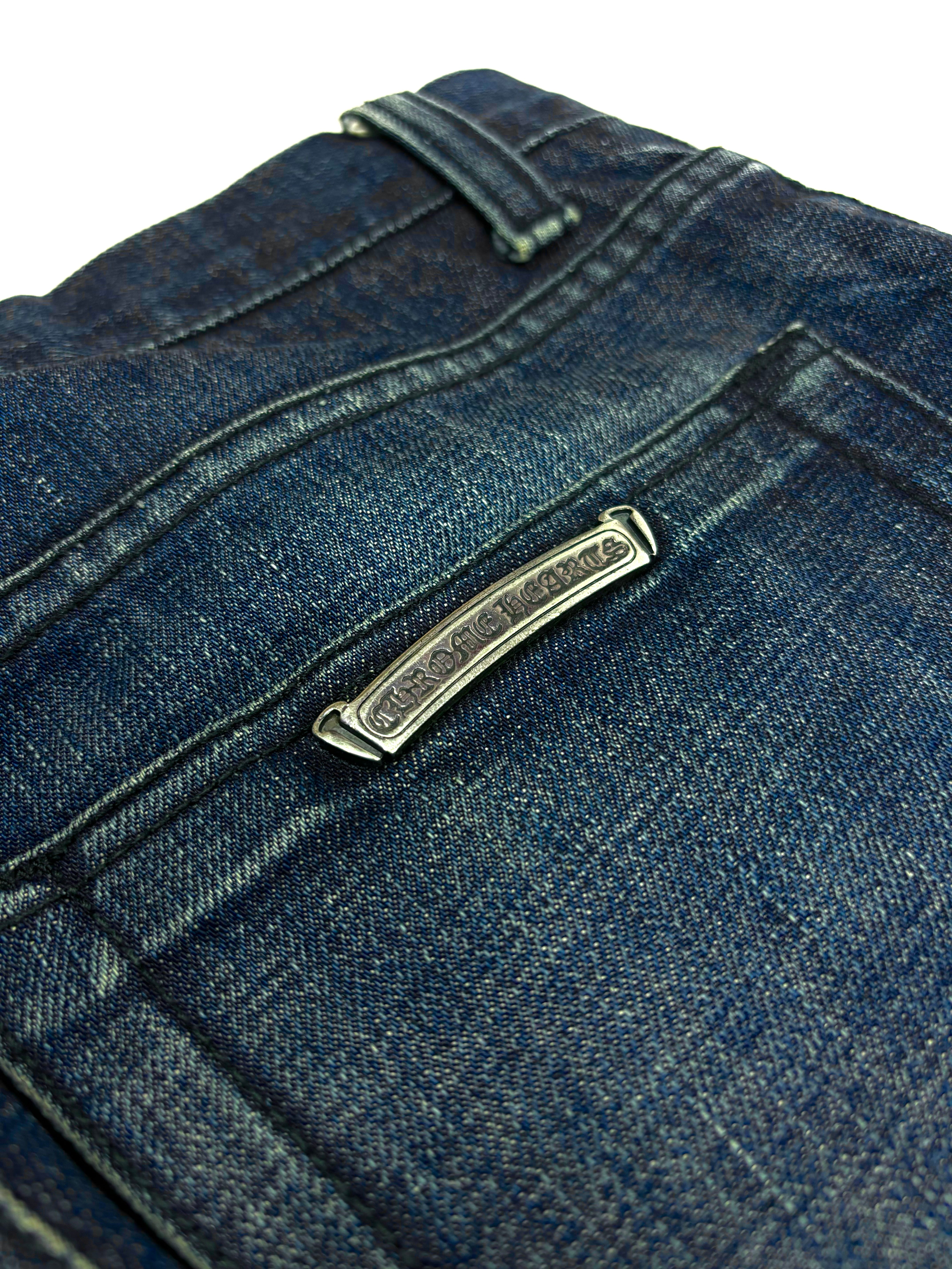 Chrome Hearts Flooded Black Cross Patch Denim Jeans