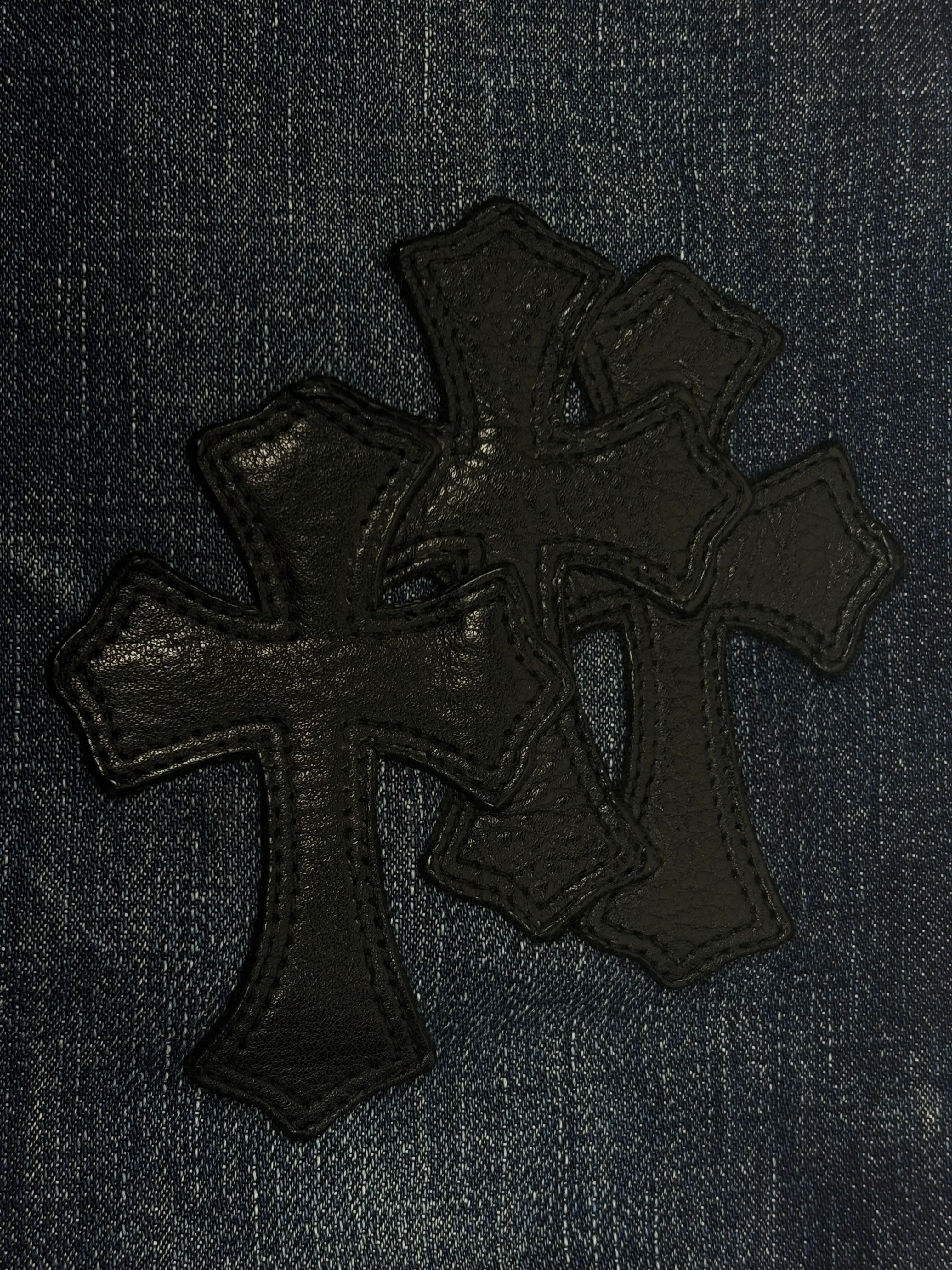 Chrome Hearts Flooded Black Cross Patch Denim Jeans