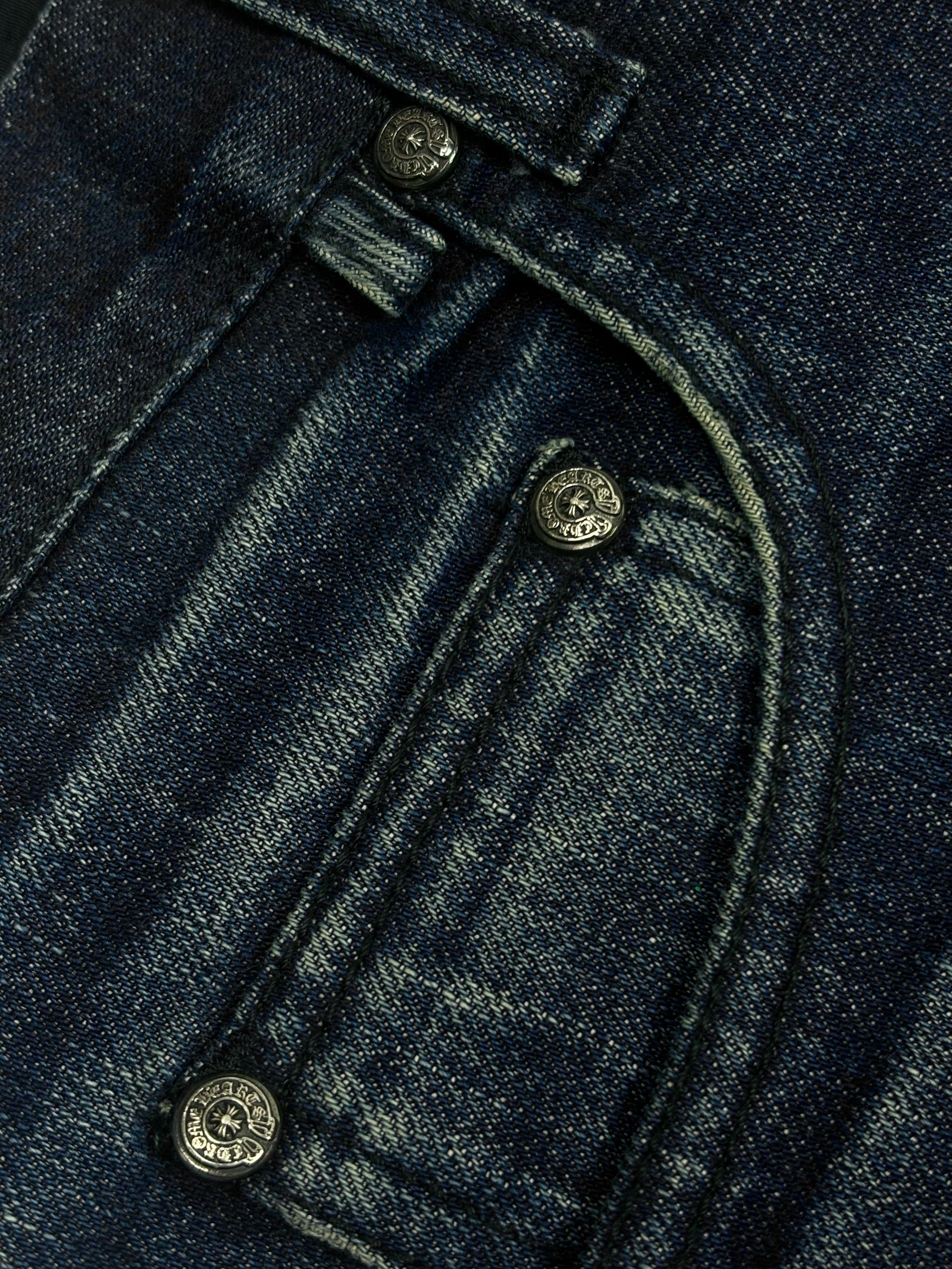 Chrome Hearts Flooded Black Cross Patch Denim Jeans