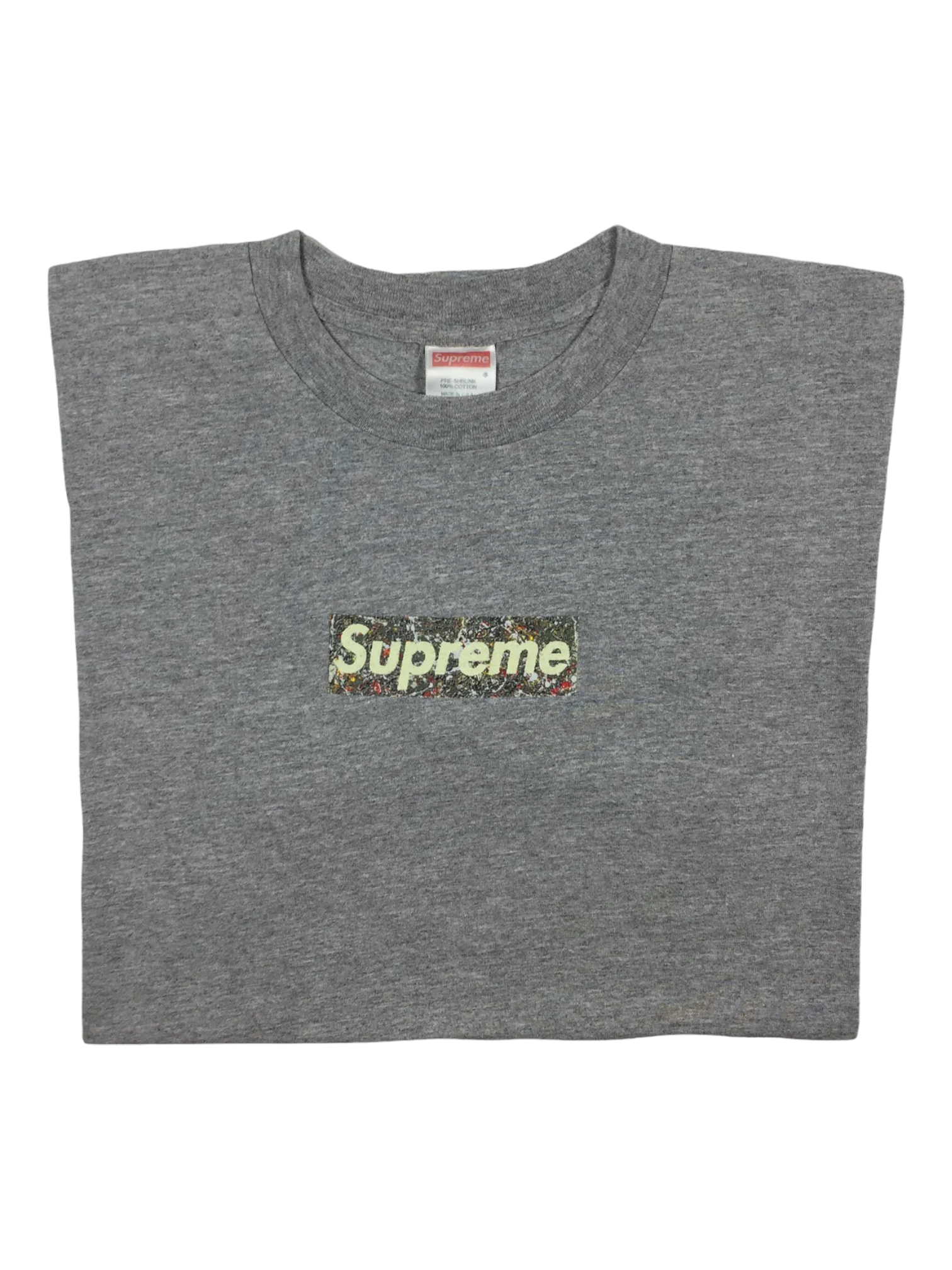 1999 Supreme Jackson Pollock Grey Box Logo Tee