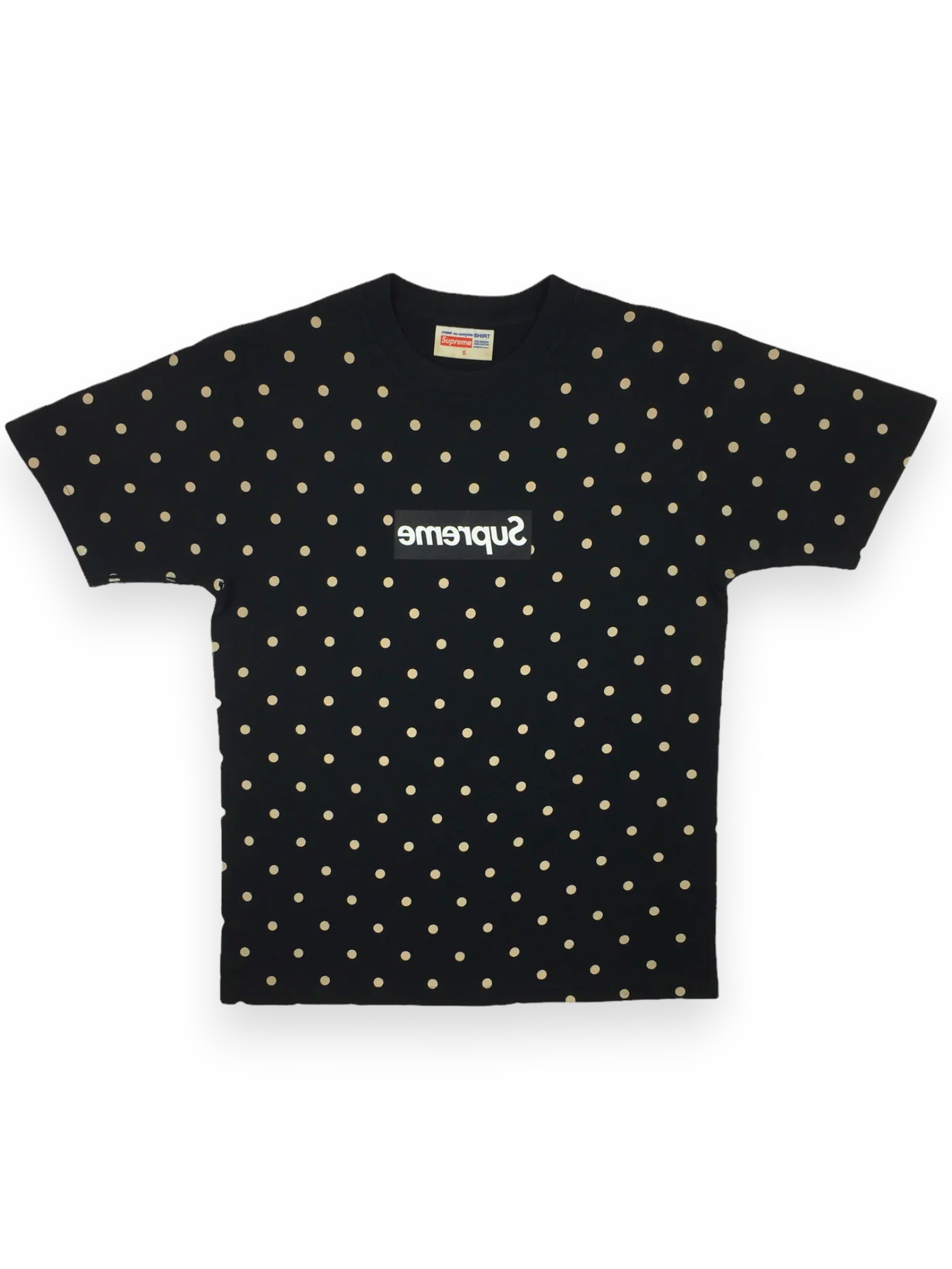 2012 Supreme x CDG Polka Dot Black Box Logo Tee
