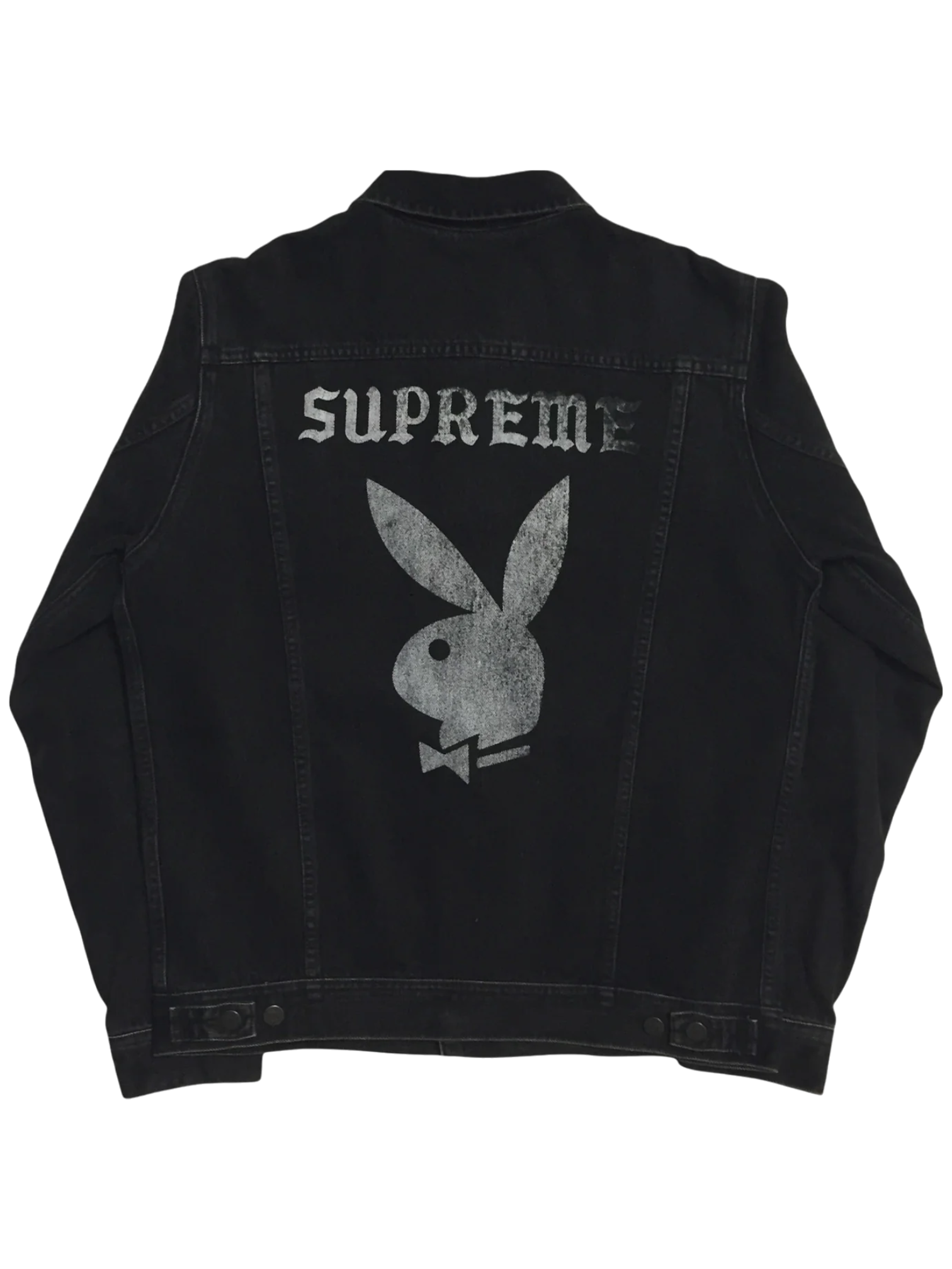 2014 Supreme x Playboy Black Denim Jacket