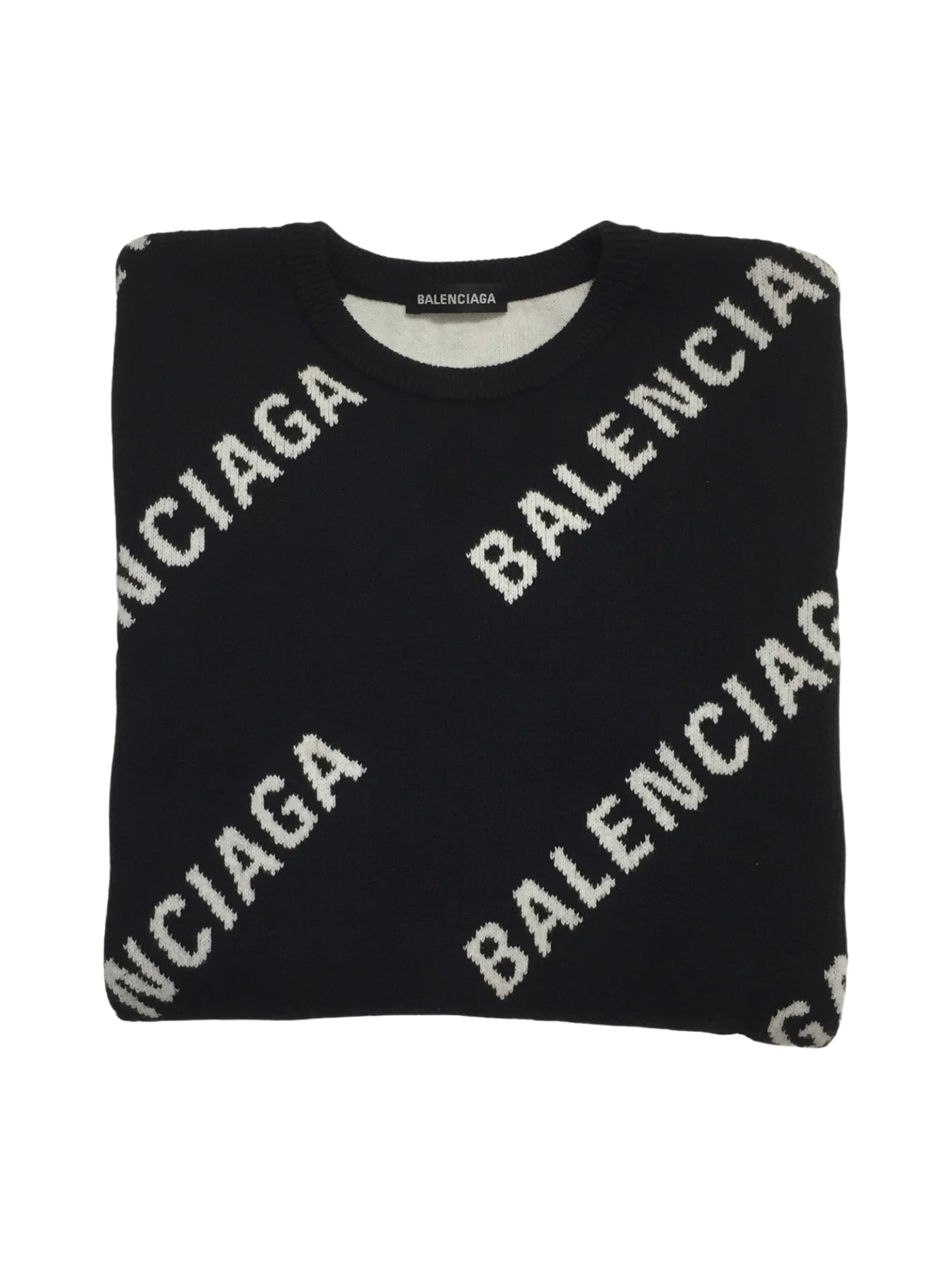 Balenciaga Black Knit Logo Crewneck