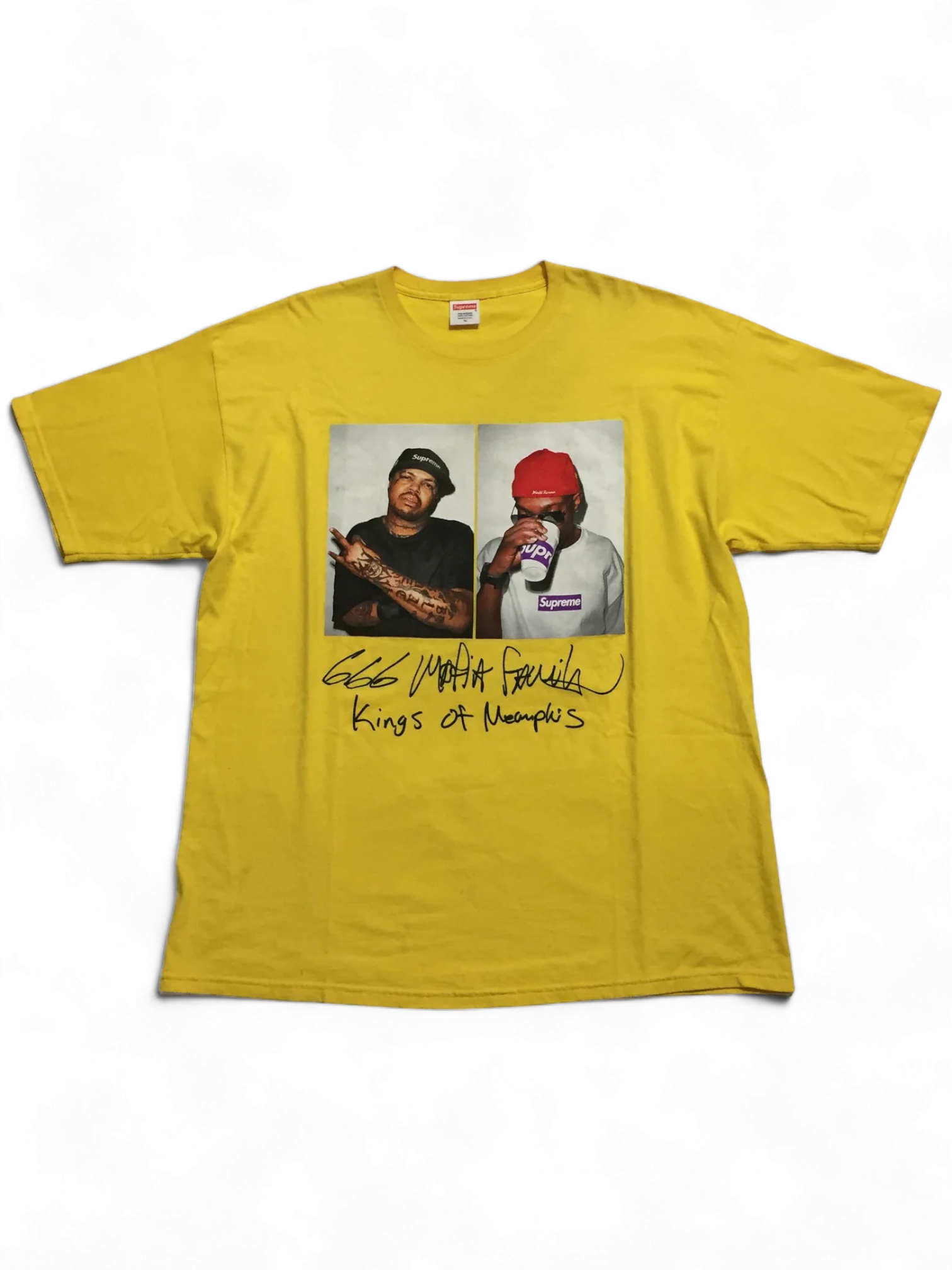 2012 Supreme Three 6 Mafia Yellow Photo Tee