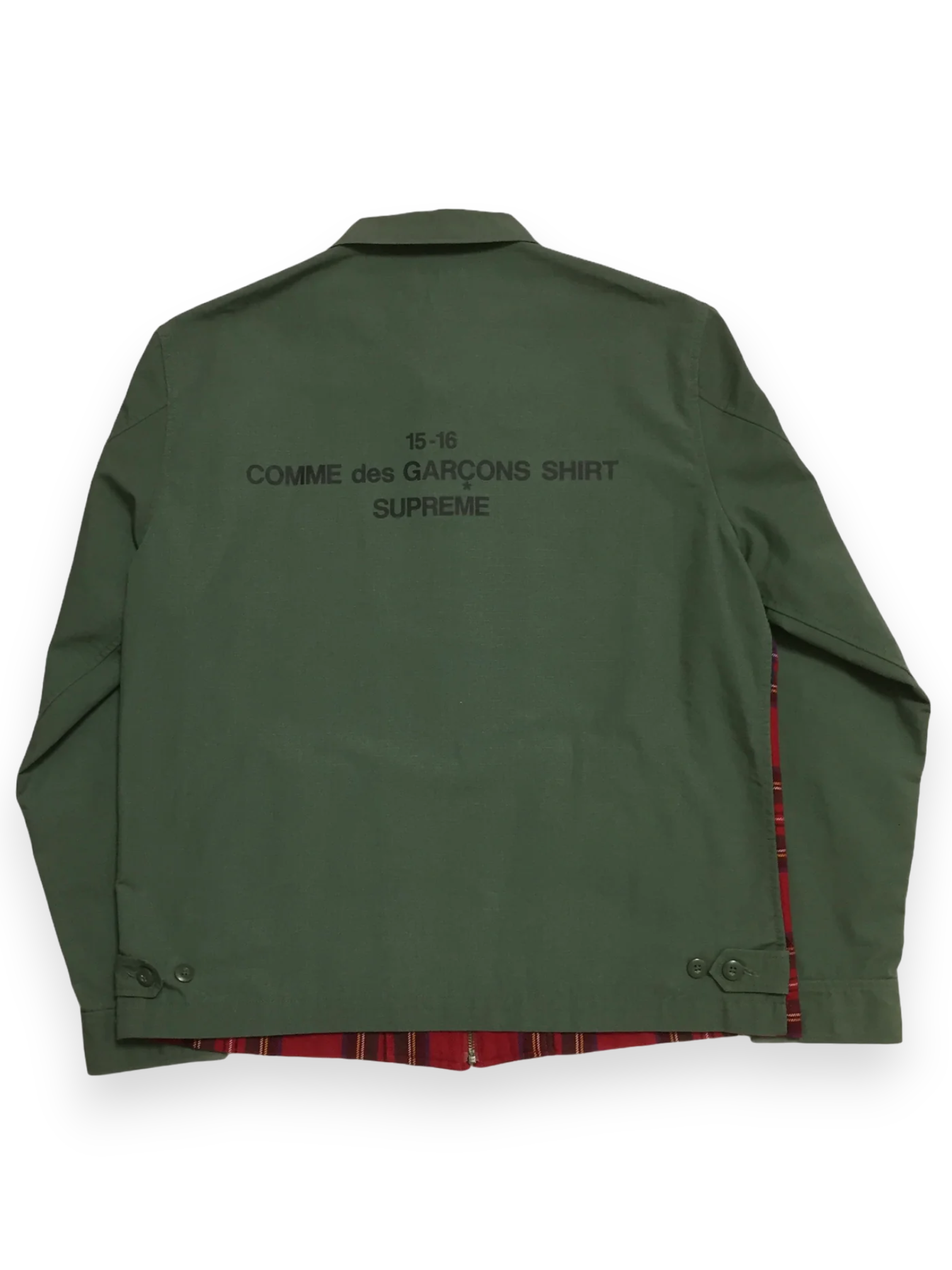 2015 Supreme x CDG Olive Red Plaid Vest