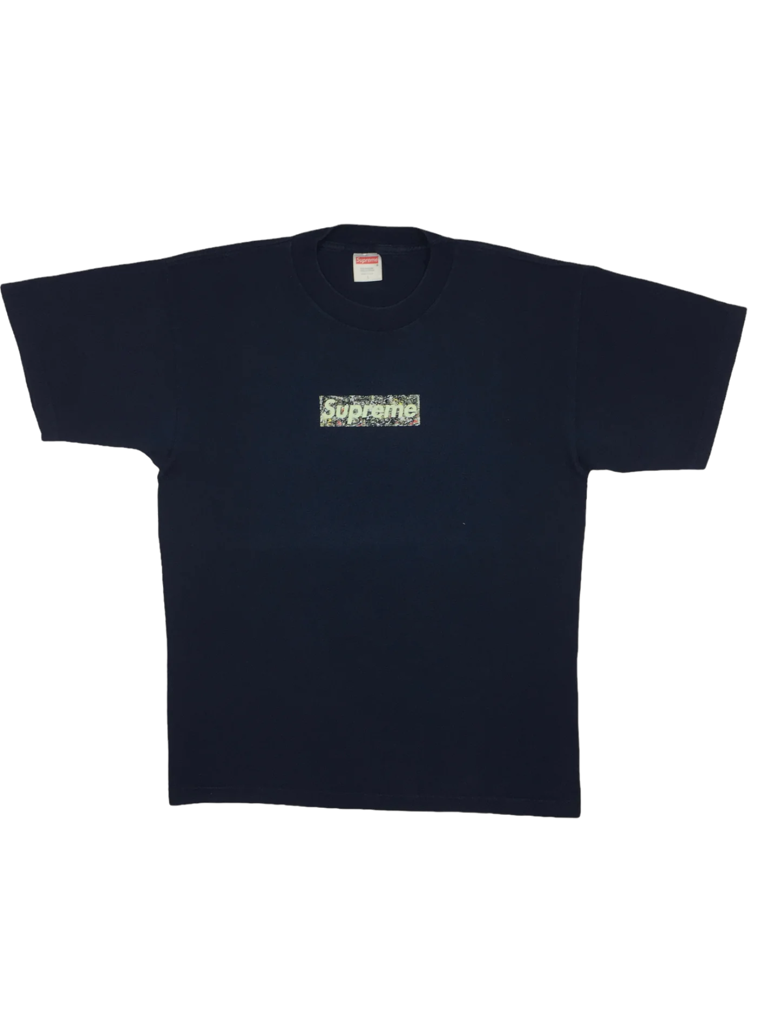 1999 Supreme Jackson Pollock Navy Box Logo Tee