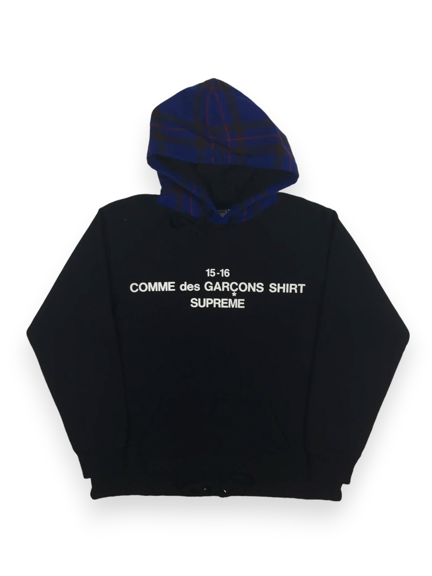 2015 Supreme x CDG Blue Plaid Hoodie