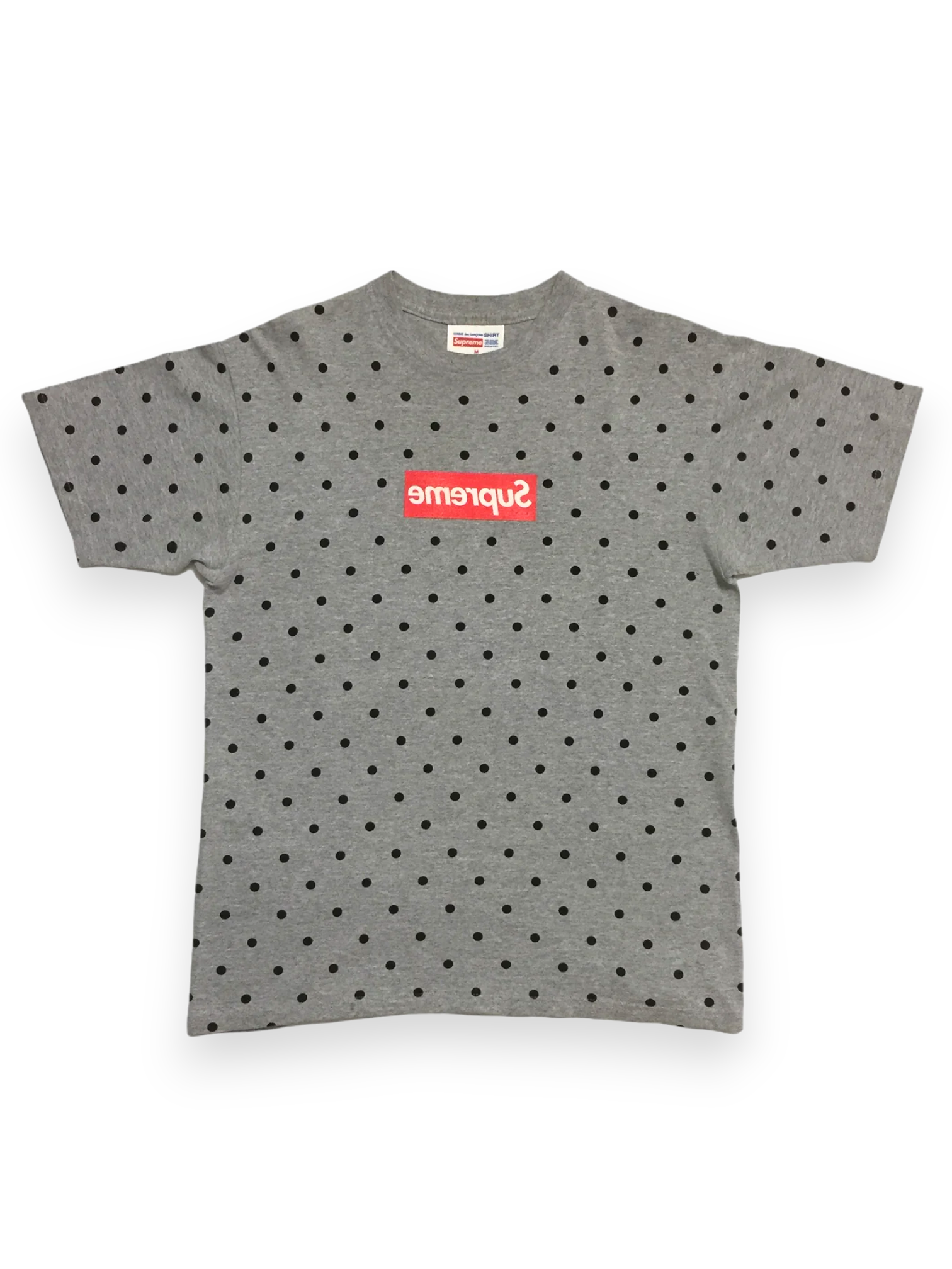 2012 Supreme x CDG Polka Dot Grey Box Logo Tee