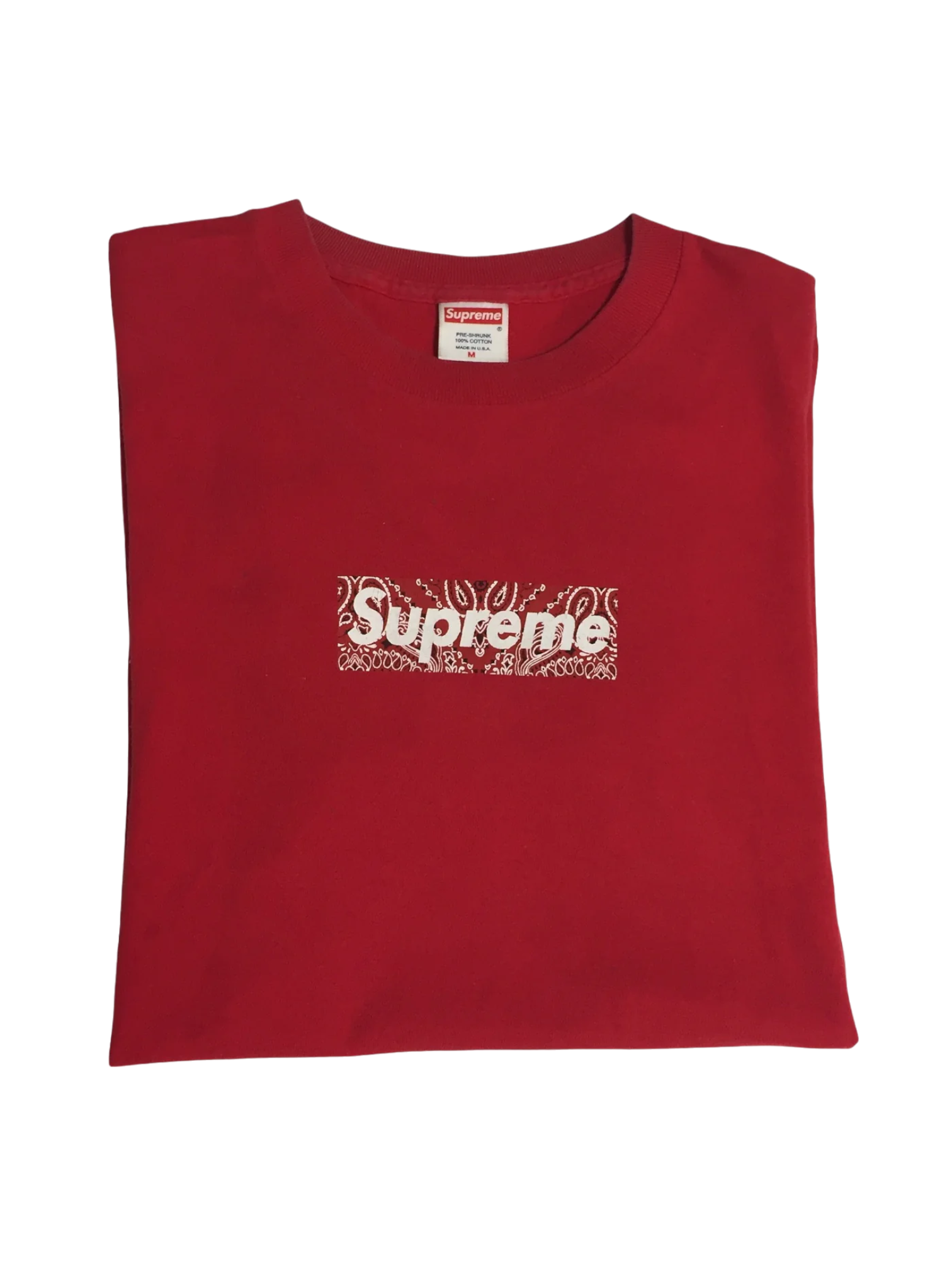 2001 Supreme Red Paisley Box Logo Tee