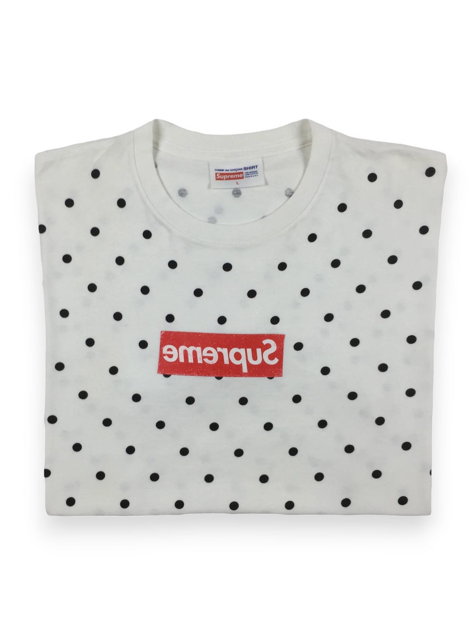 2012 Supreme x CDG Polka Dot White Box Logo Tee
