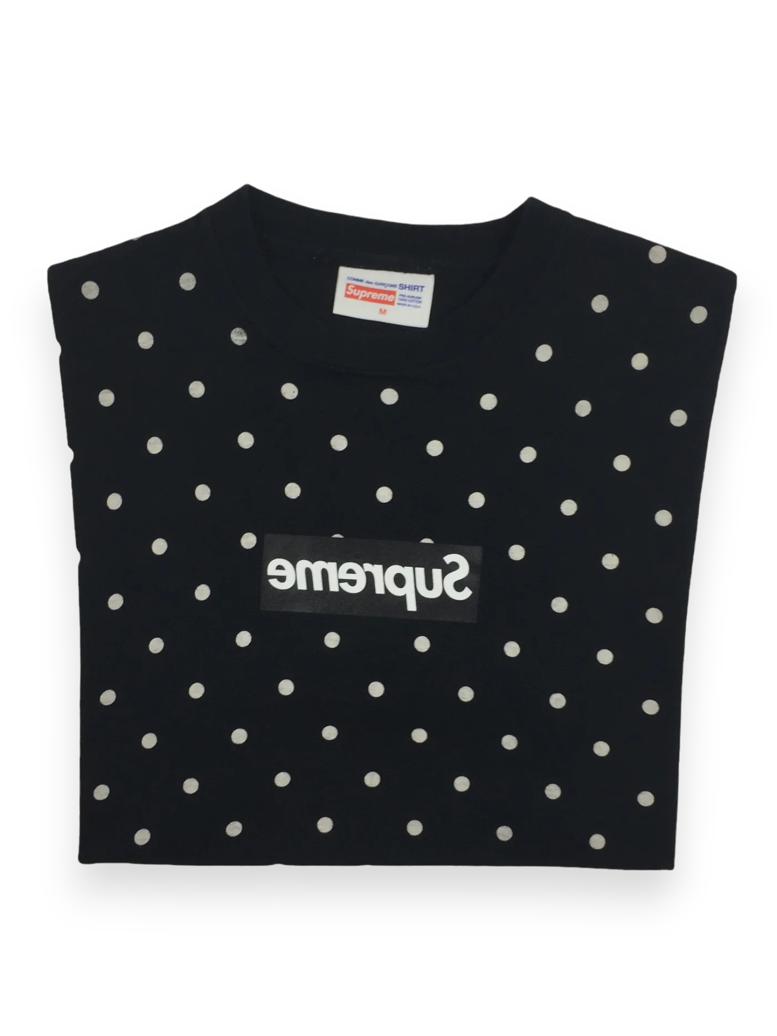 2012 Supreme x CDG Polka Dot Black Box Logo Tee