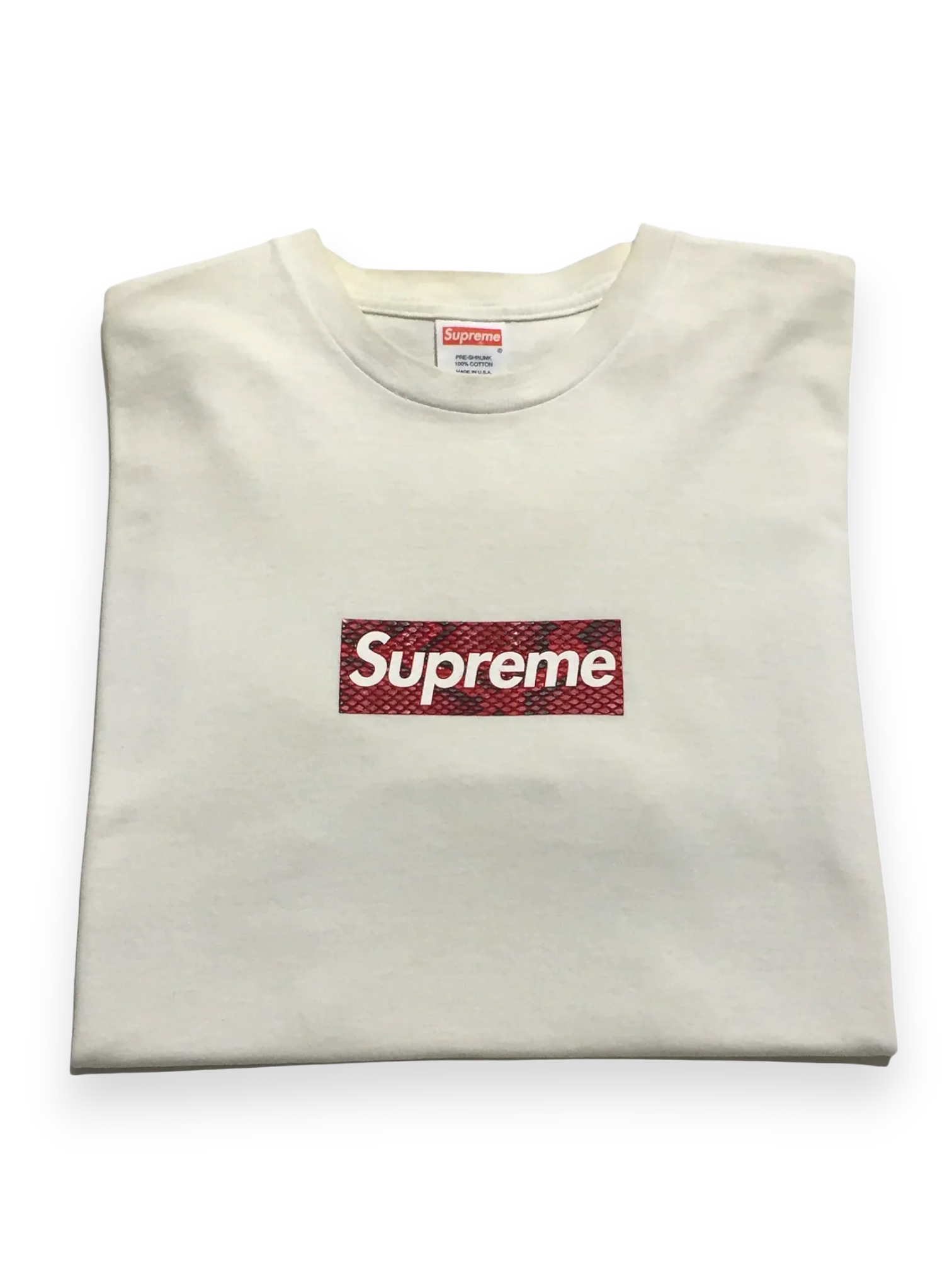 2006 Supreme Harajuku Red Snakeskin Box Logo Tee