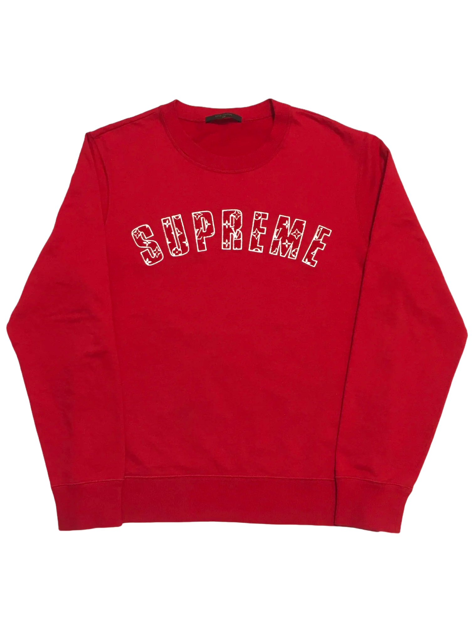 2017 Supreme x Louis Vuitton Red Monogram Arc Logo Crewneck