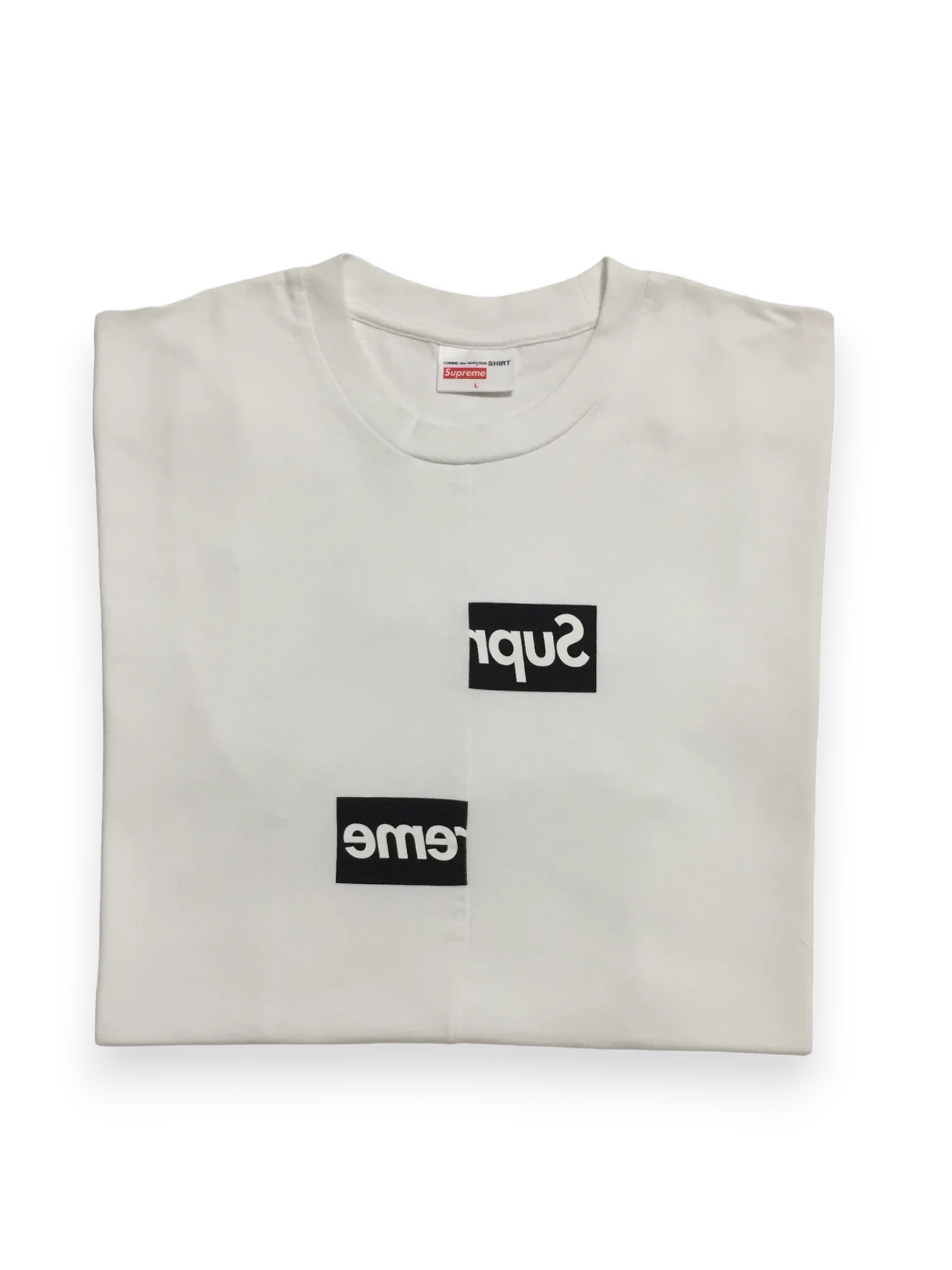2018 Supreme x CDG White Split Box Logo Tee