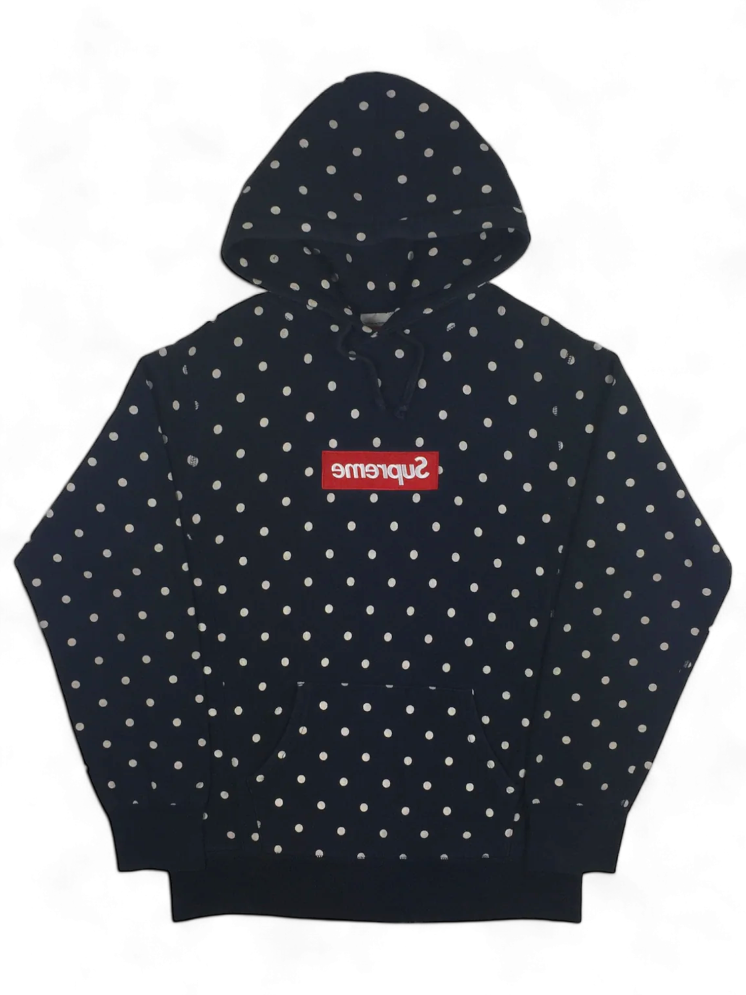 2012 Supreme x CDG Polka Dot Navy Box Logo Hoodie