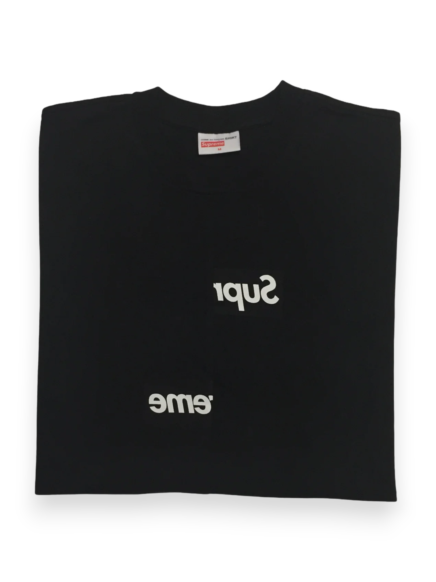 2018 Supreme x CDG Black Split Box Logo Tee