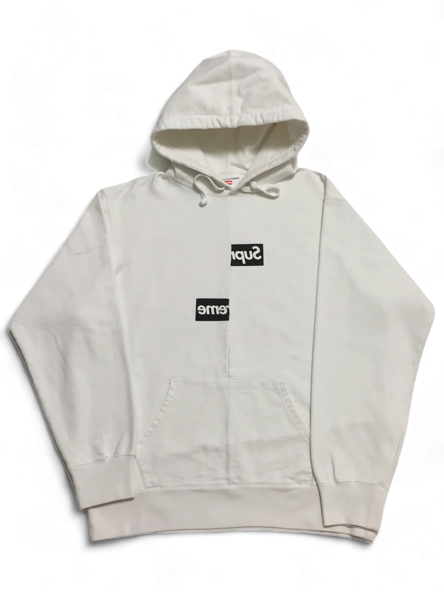 2018 Supreme x CDG White Split Box Logo Hoodie