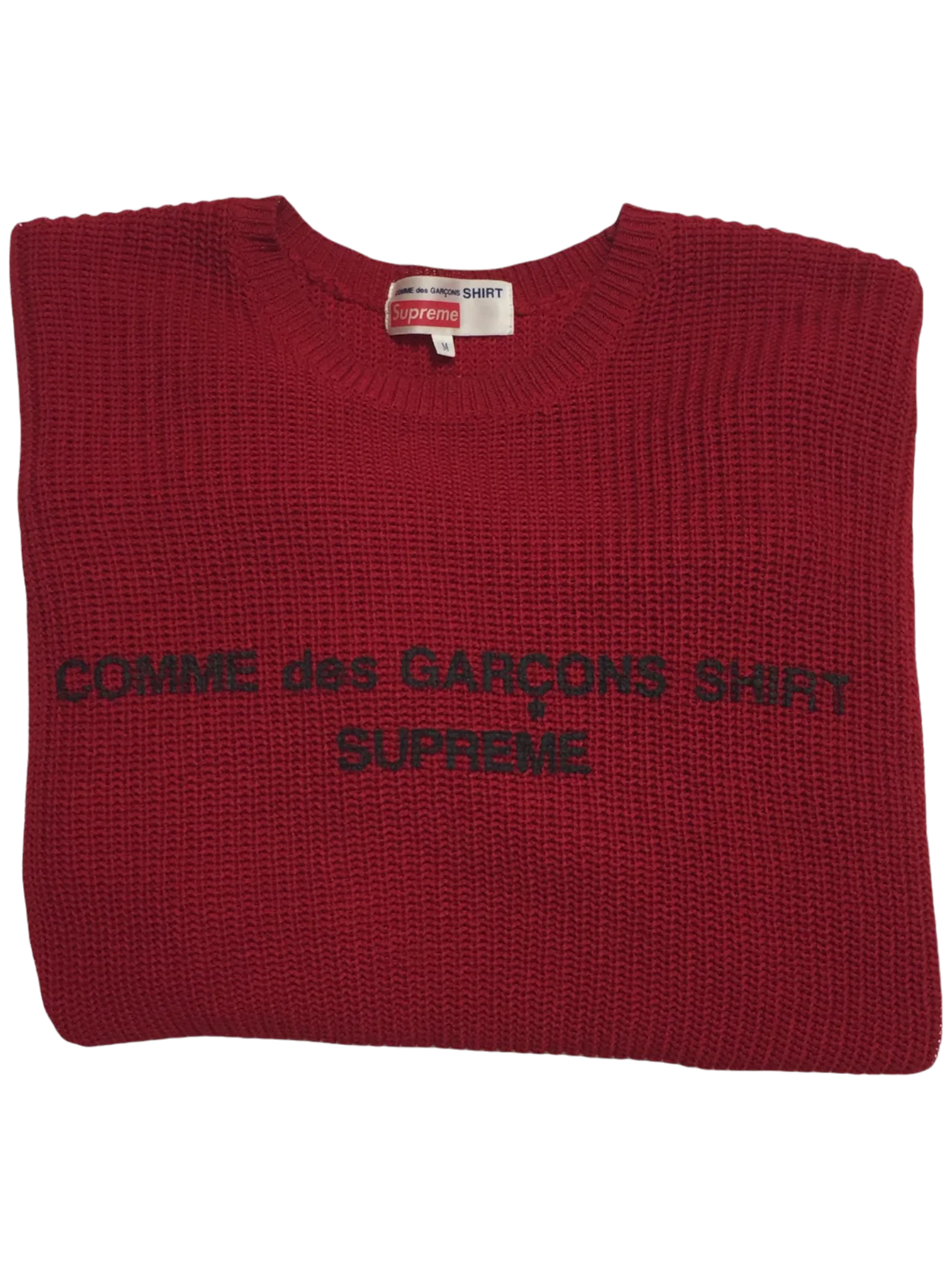 2018 Supreme x CDG Red Knit Crewneck