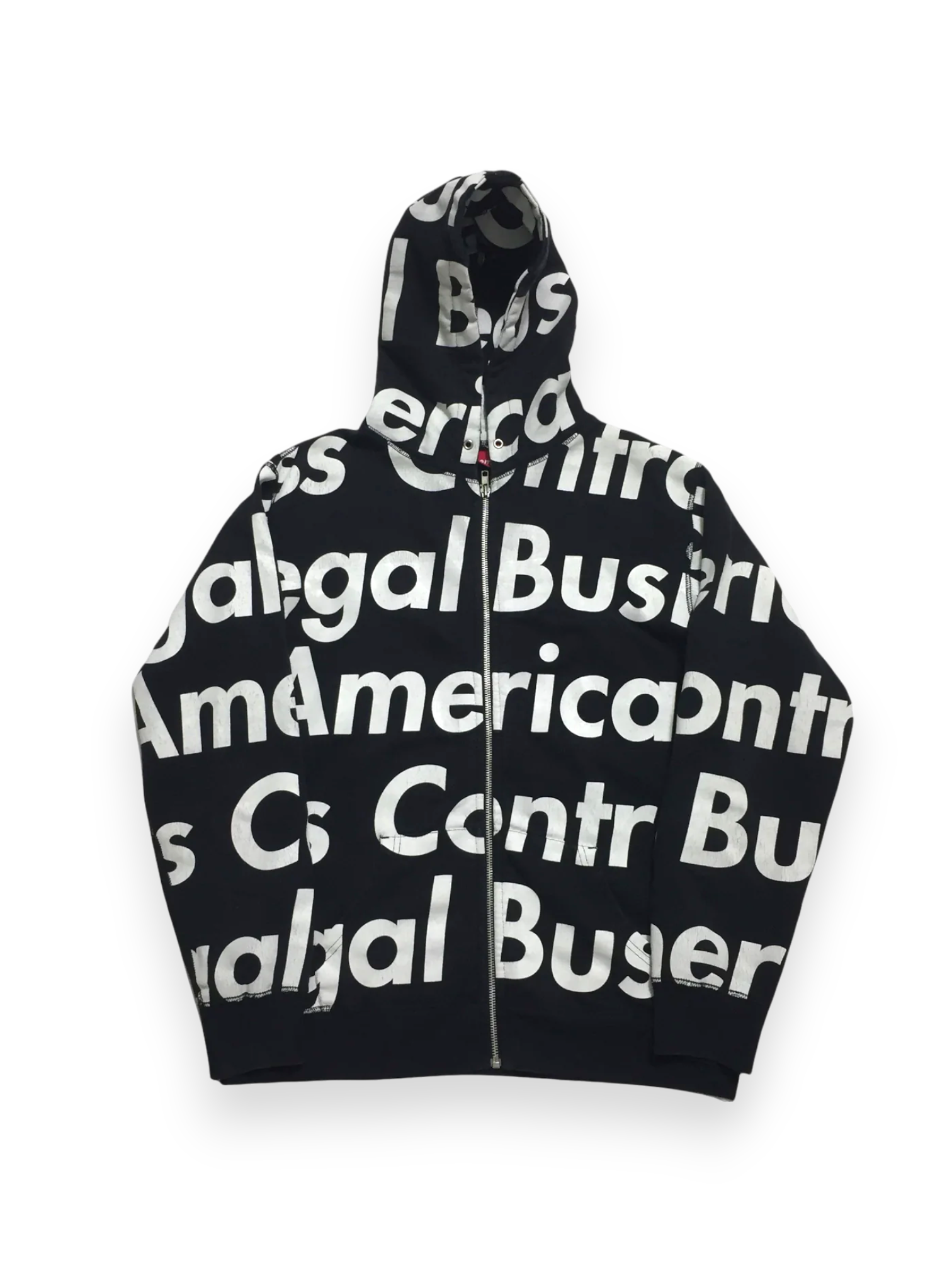2007 Supreme Illegal Business Controls America Black Zip Up Hoodie