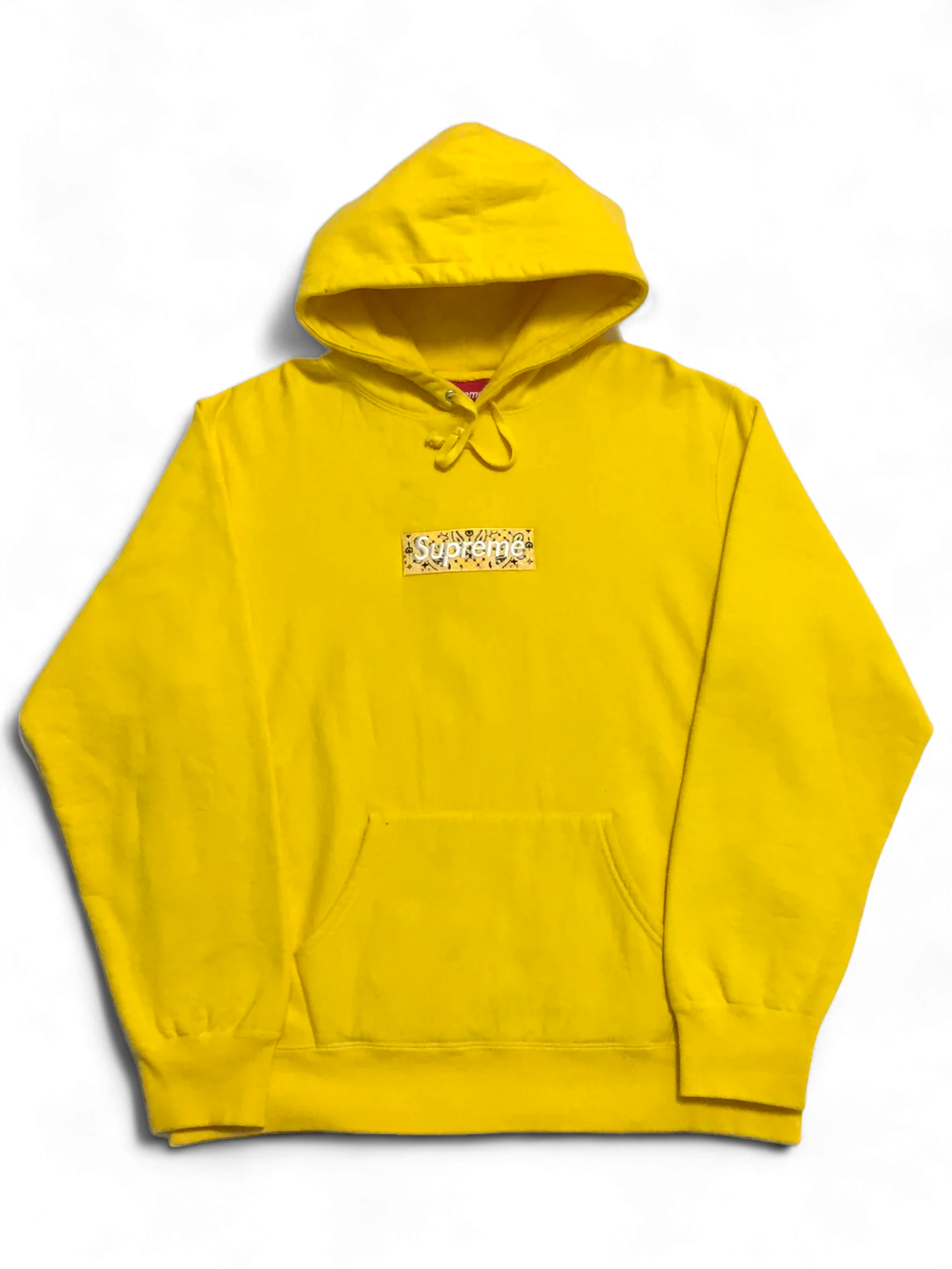 2019 Supreme Yellow Bandana Paisley Box Logo Hoodie