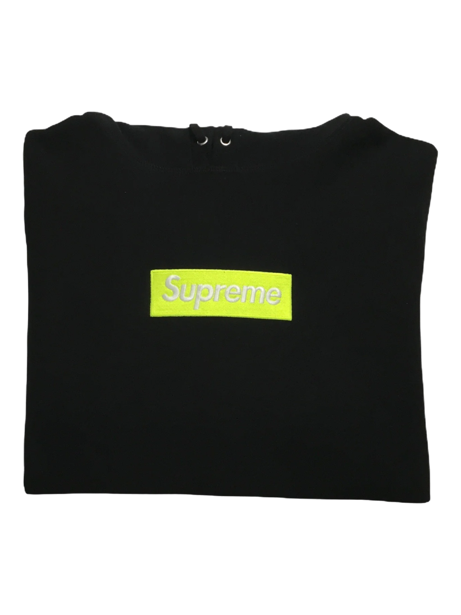 2017 Supreme Black Lime Box Logo Hoodie