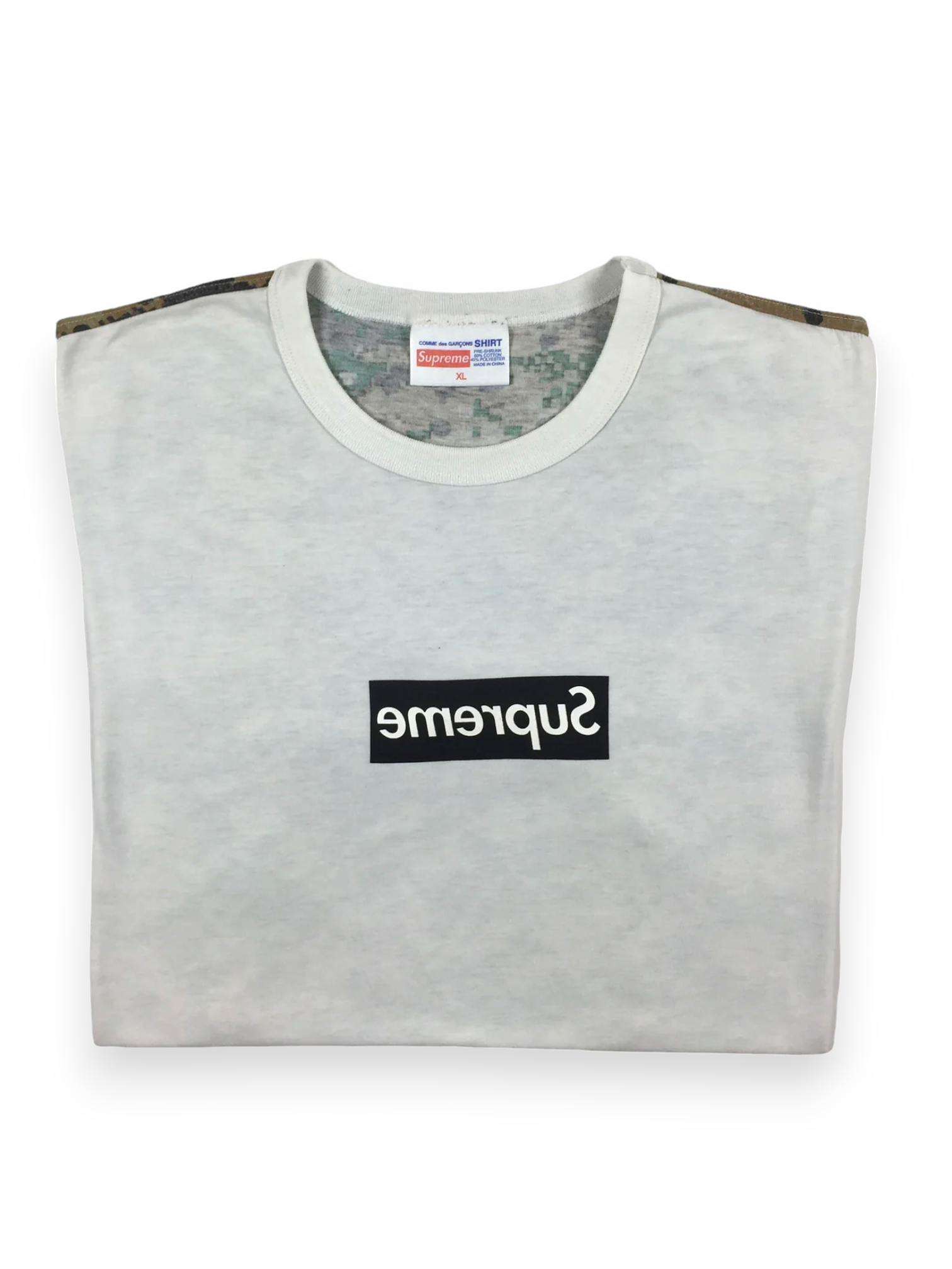 2013 Supreme x CDG Digi Camo Black Box Logo Tee