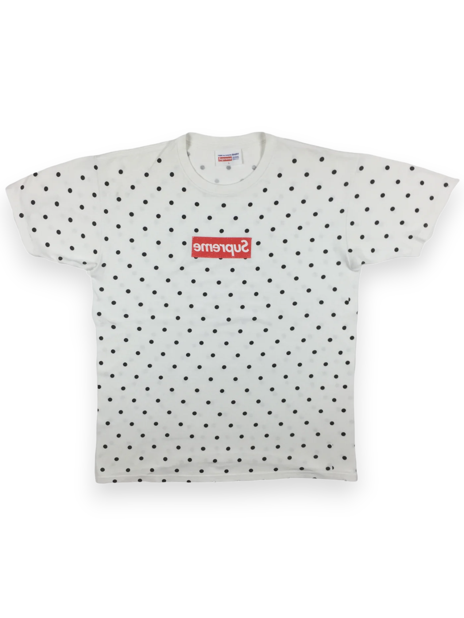 2012 Supreme x CDG Polka Dot White Box Logo Tee