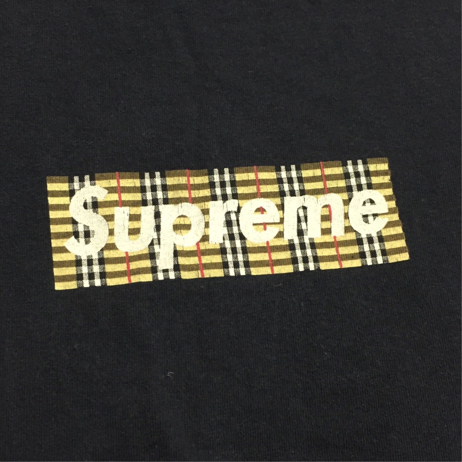 1997 Supreme Burberry Navy Box Logo Tee