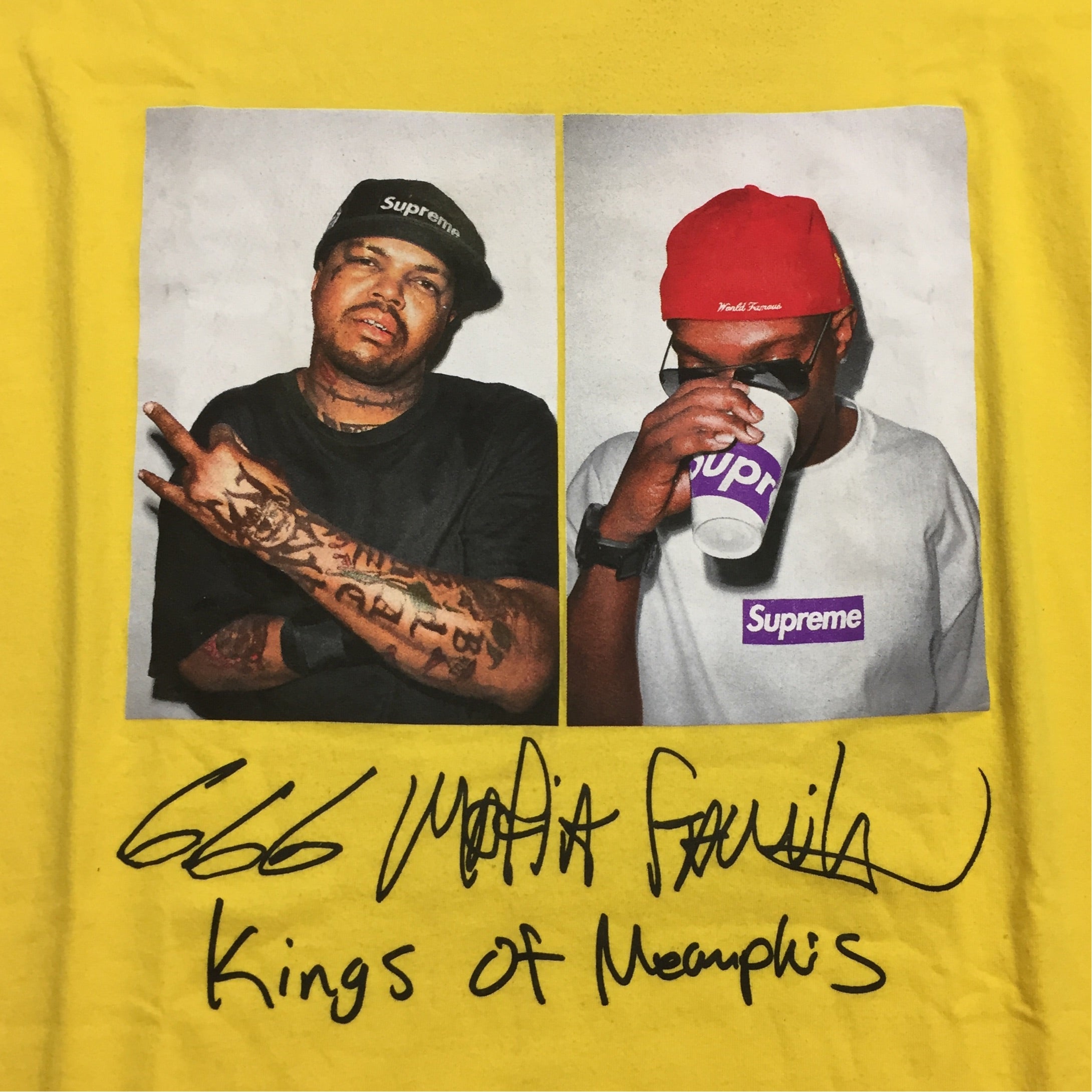2012 Supreme Three 6 Mafia Yellow Photo Tee