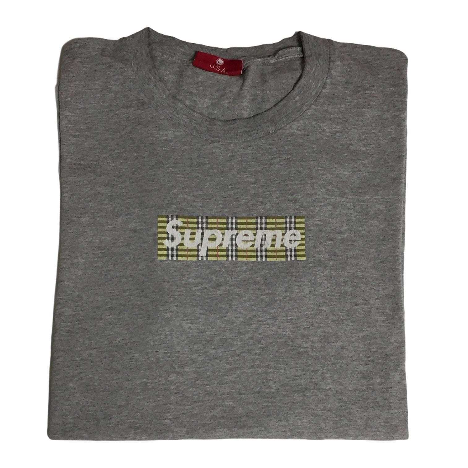 1997 Supreme Burberry Grey Box Logo Tee