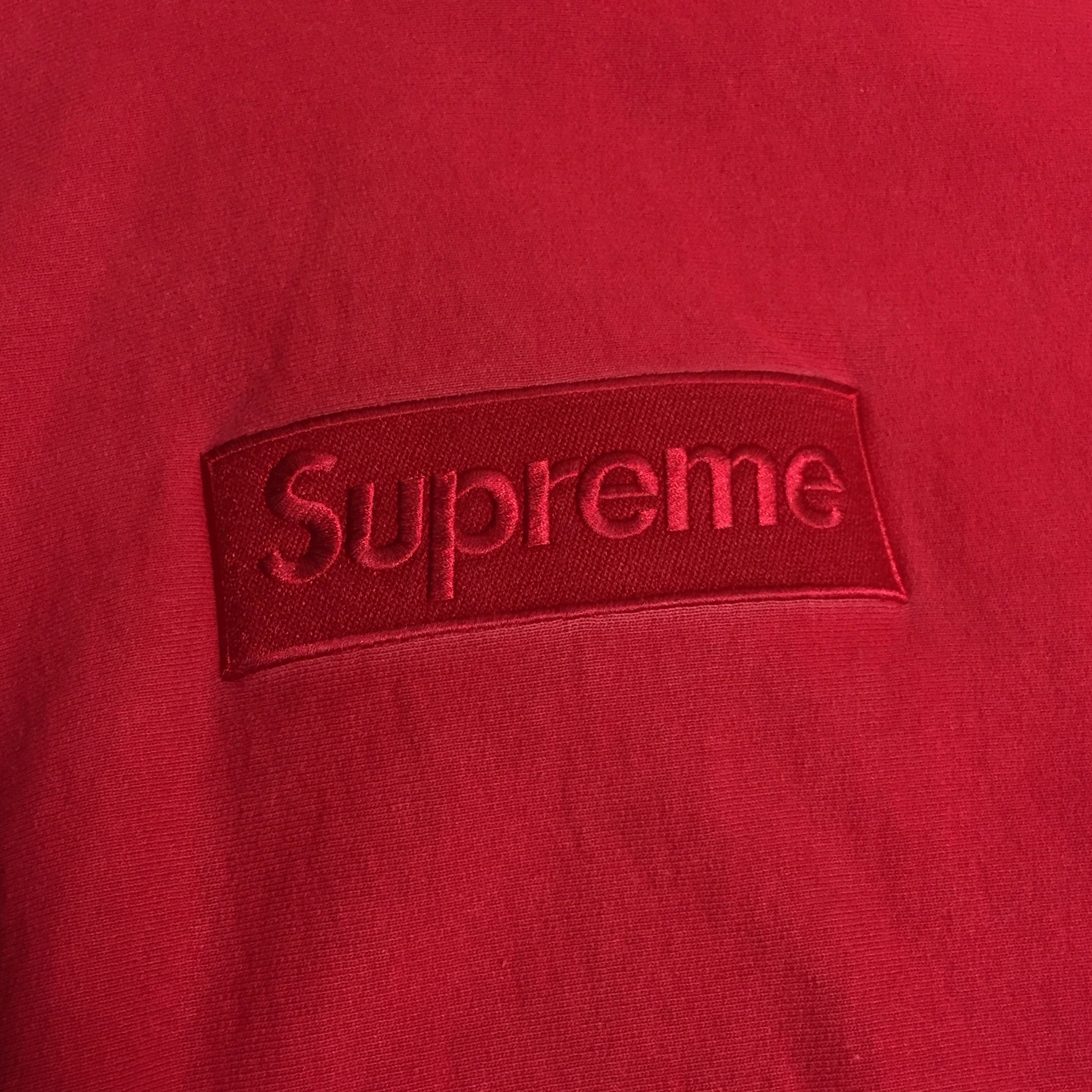 2014 Supreme Red Tonal Box Logo Hoodie