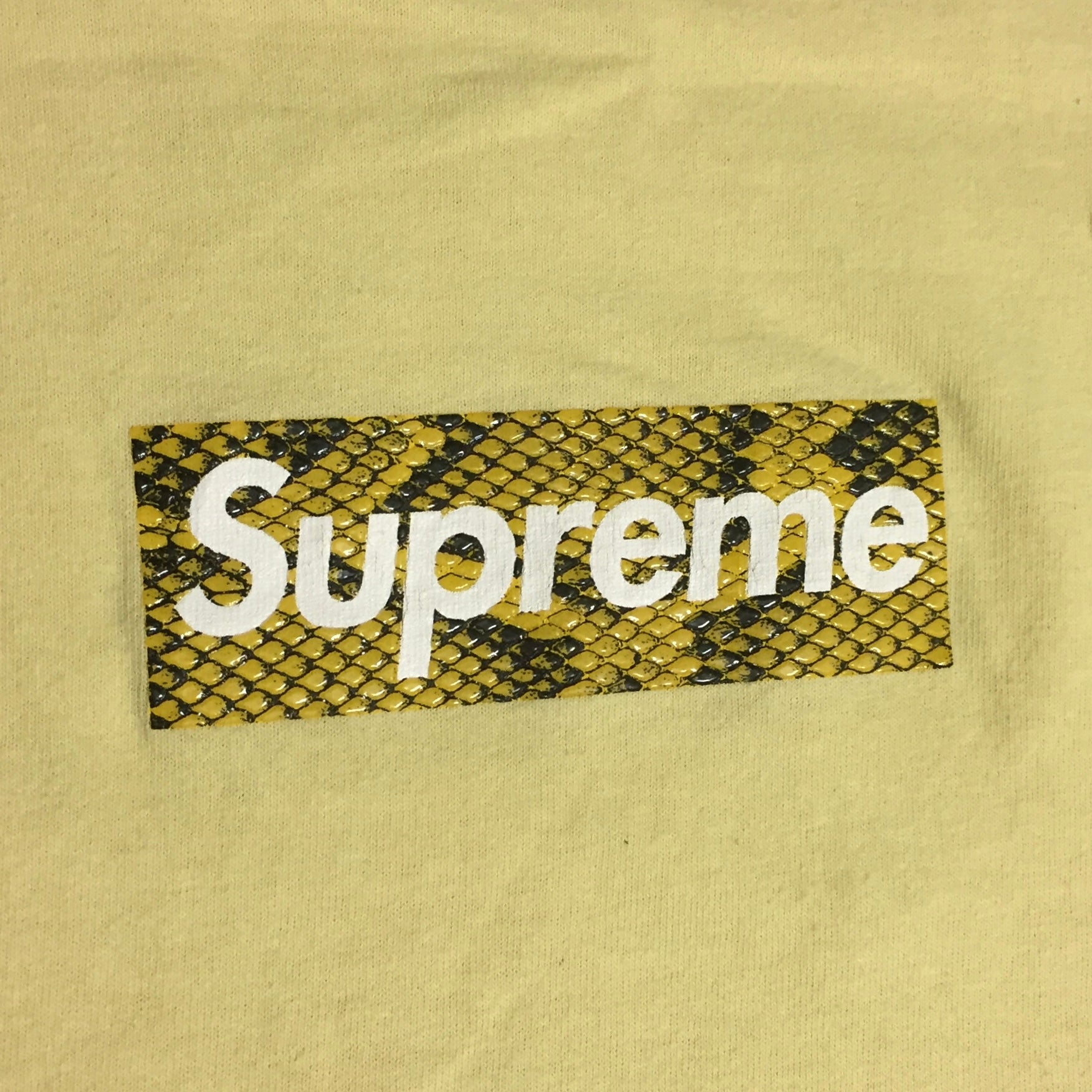 2006 Supreme Harajuku Yellow Snakeskin Box Logo Tee